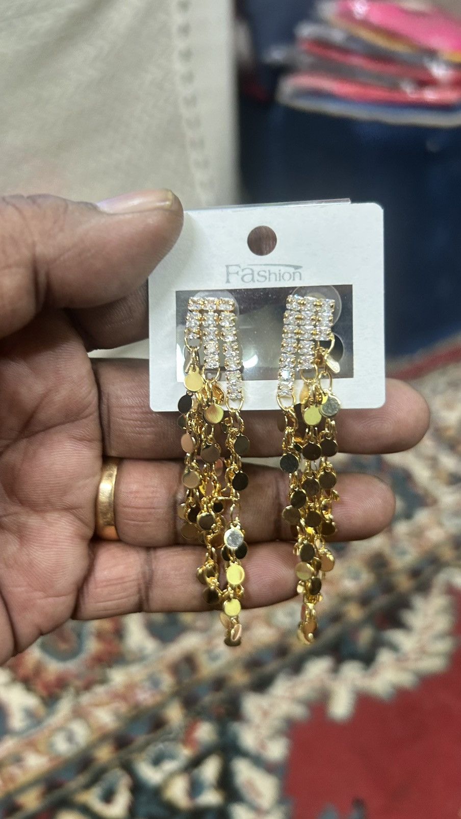 Other Anti Tarnish Golden Statement Dangler Earrings Size ONE SIZE - 4 Thumbnail