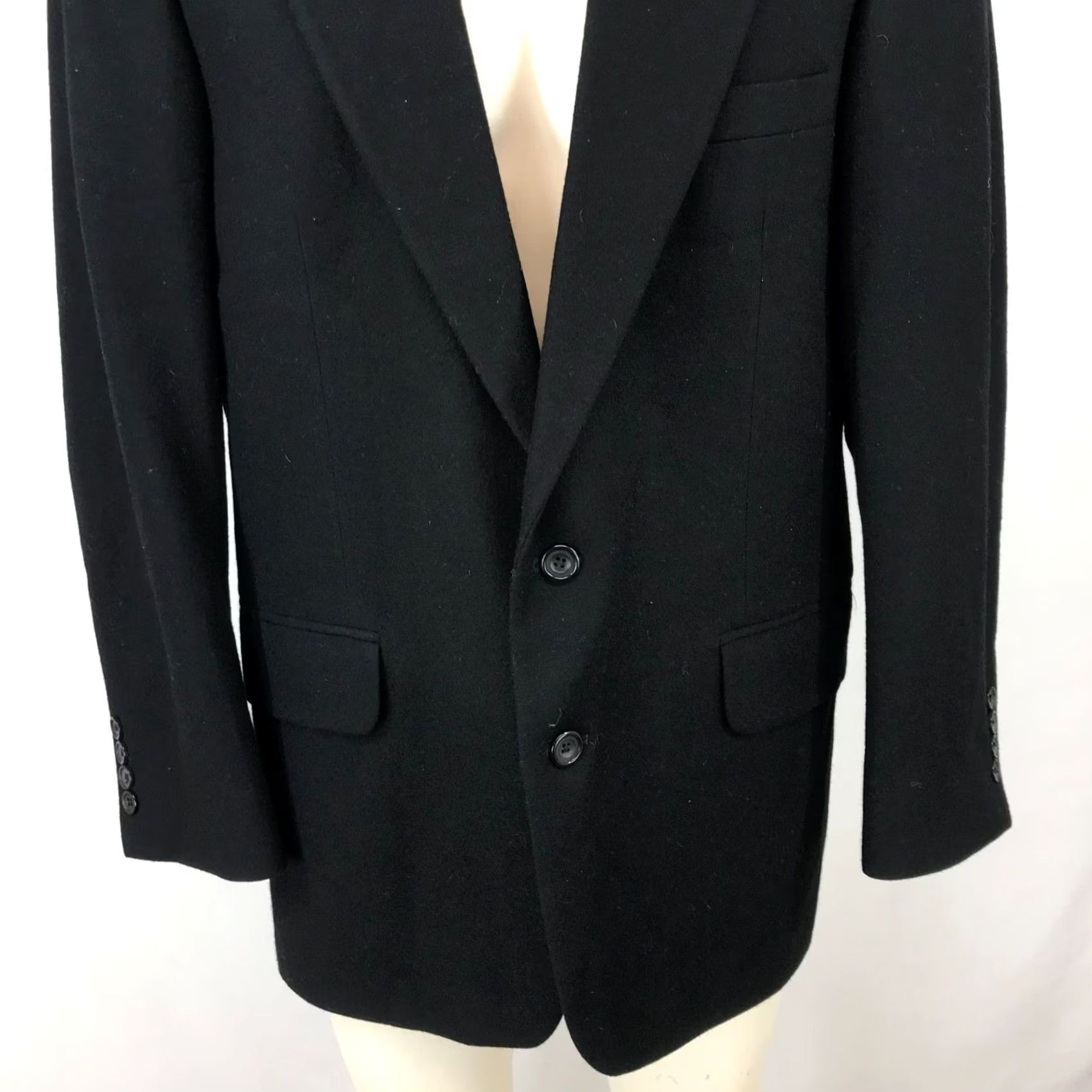 Oscar De La Renta VINTAGE Oscar de la Renta Mens Blazer Jacket 42R Black Wool Cashmere Blend BLAZER Mens Size 42R - 3 Thumbnail