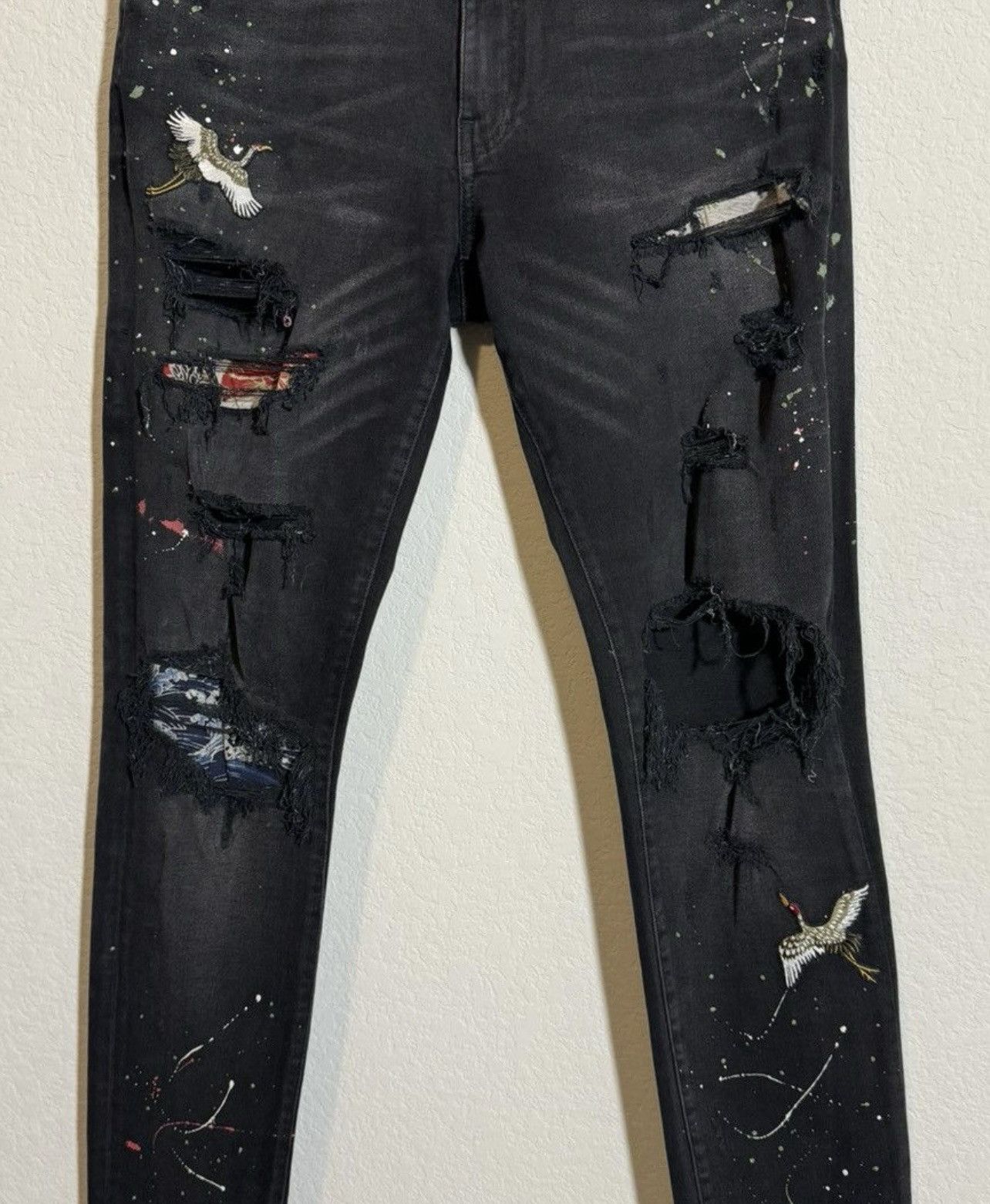 Amiri Amiri Bird Art Patch, Paint Splatter Denim | Grailed
