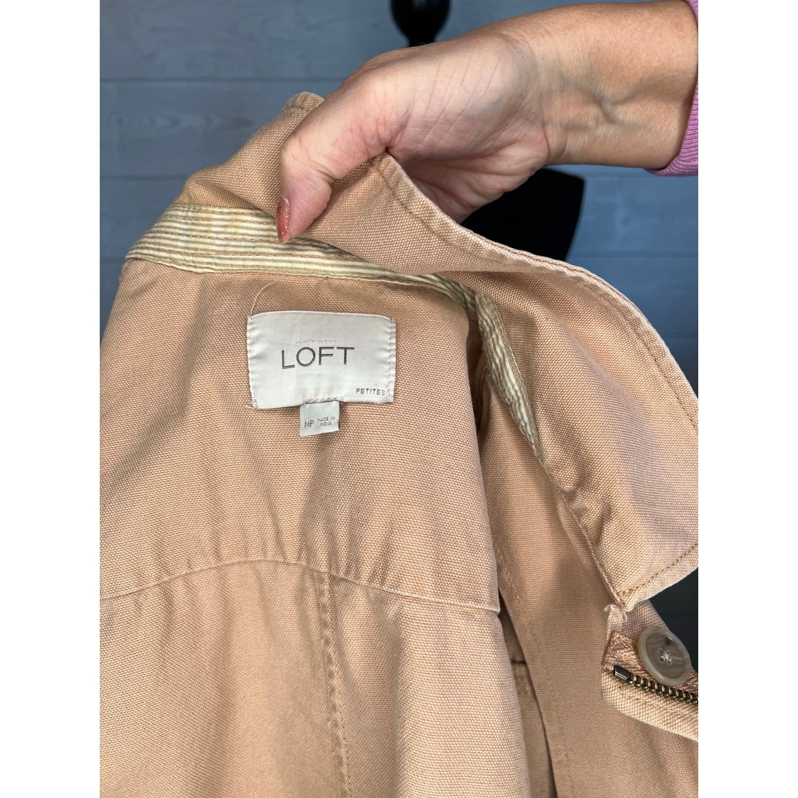 Loft LOFT tan denim utility jacket Size MP Safari military Size M / US 6-8 / IT 42-44 - 10 Thumbnail