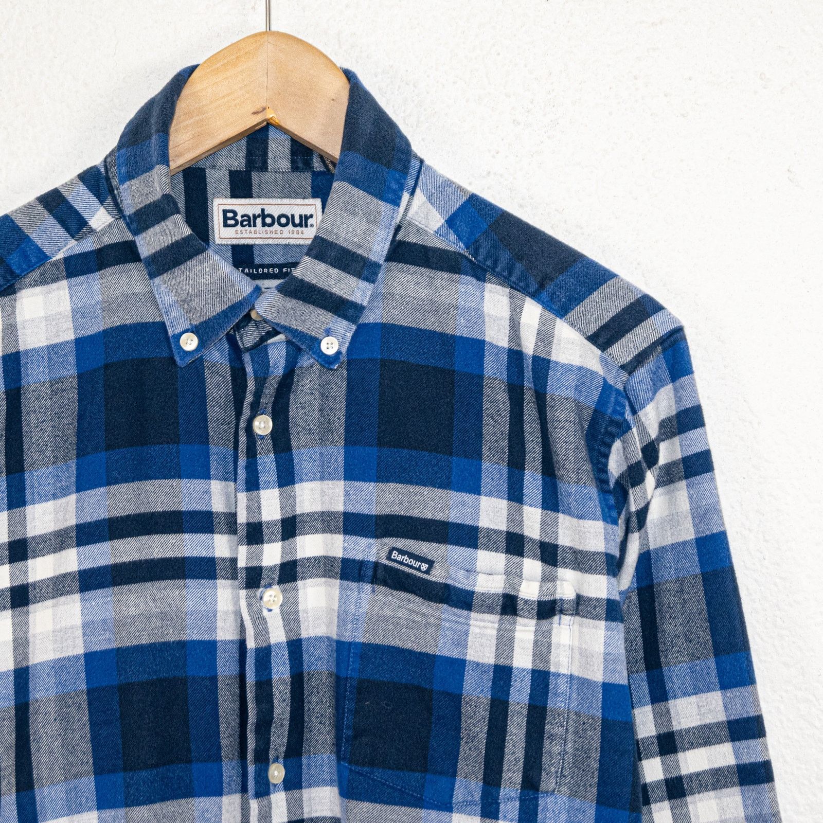 Barbour Barbour Men's Small Button Down Flannel Shirt Blue Plaid Size US S / EU 44-46 / 1 - 3 Thumbnail