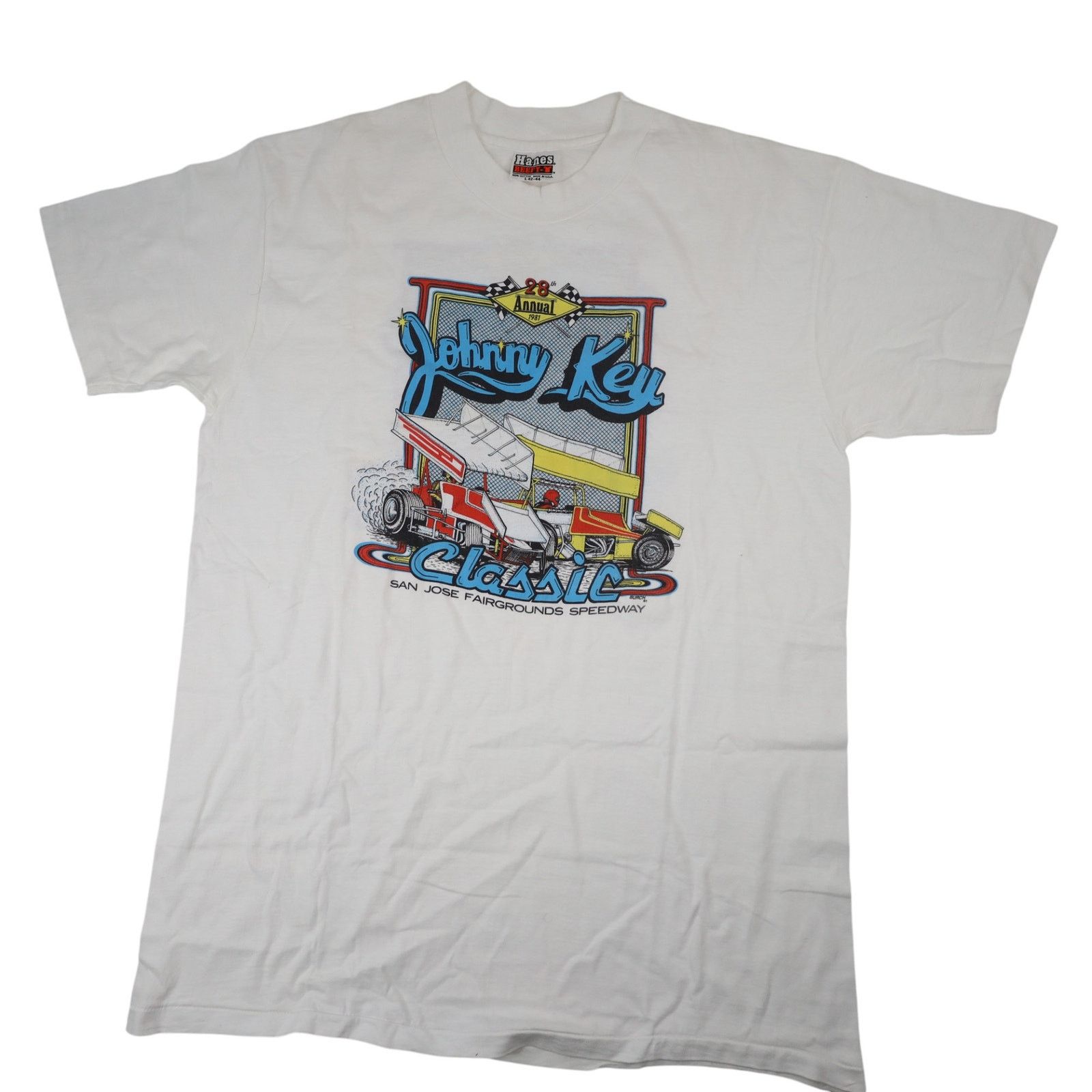 VTG 80sJohnny Key Classic Sprint Car Racing Graphic T Shirt