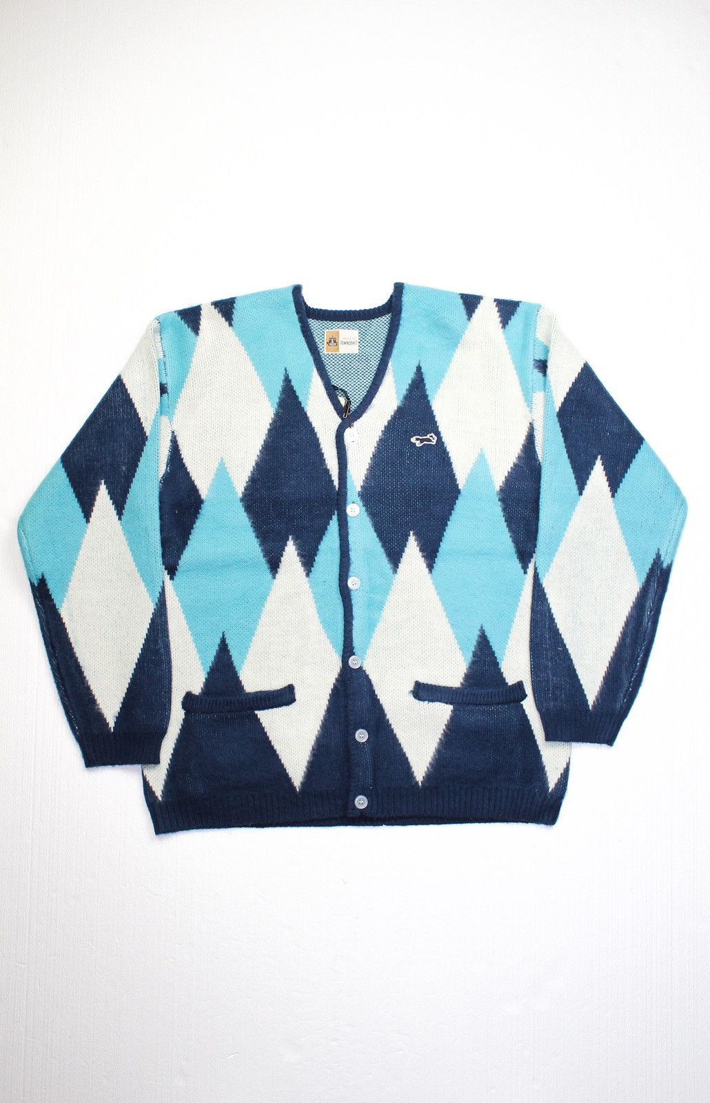 image of Number N Ine x Towncraft Diamond Cardigan in Blue, Men's (Size Medium)