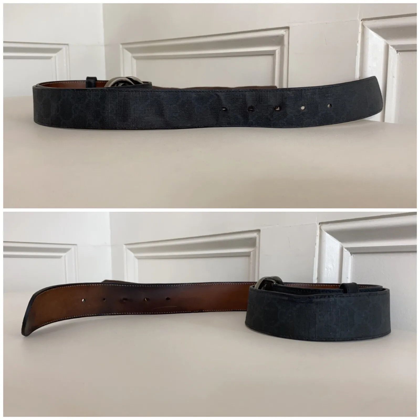 Gucci Gucci Black GG Supreme Monogram Interlocking G Buckle Belt Size 32 - 7 Thumbnail