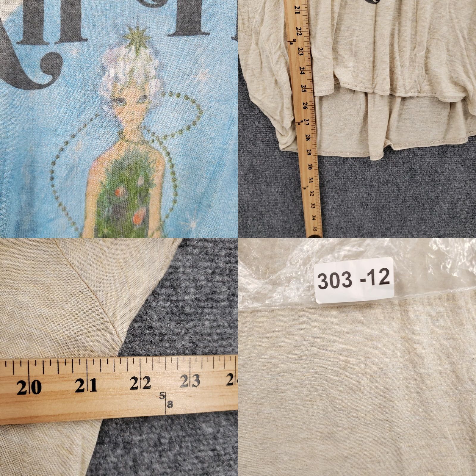 Vintage Judith March T-Shirt Womens L Beige Cold Shoulder Santa Christmas Holiday 90s Theme Shirts Womens L Size L / US 10 / IT 46 - 8 Thumbnail