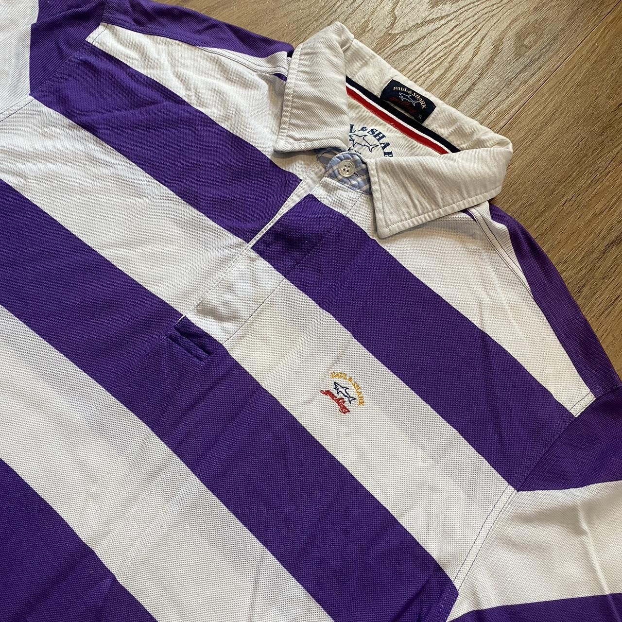 Paul & Shark Purple and white striped rugby shirt #rugby Vintage Size US XL / EU 56 / 4 - 1 Thumbnail