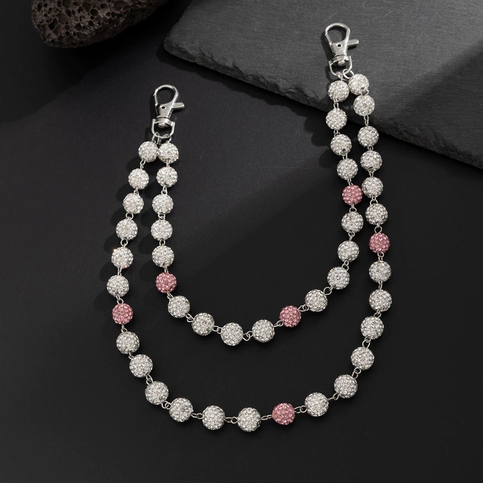 Jewelry Crystal Beaded Wallet Chain Accessory, Pants Chain Size ONE SIZE - 4 Thumbnail