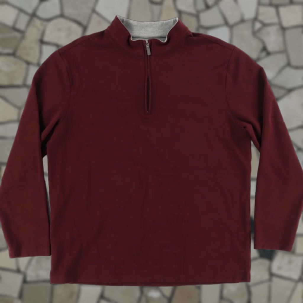 Mizzen+Main Mizzen + Main Proflex 1/4 Zip Pullover Stretch Solid Mock Long Sleeve Sweater Burgundy Men's L Size US L / EU 52-54 / 3 - 1 Thumbnail