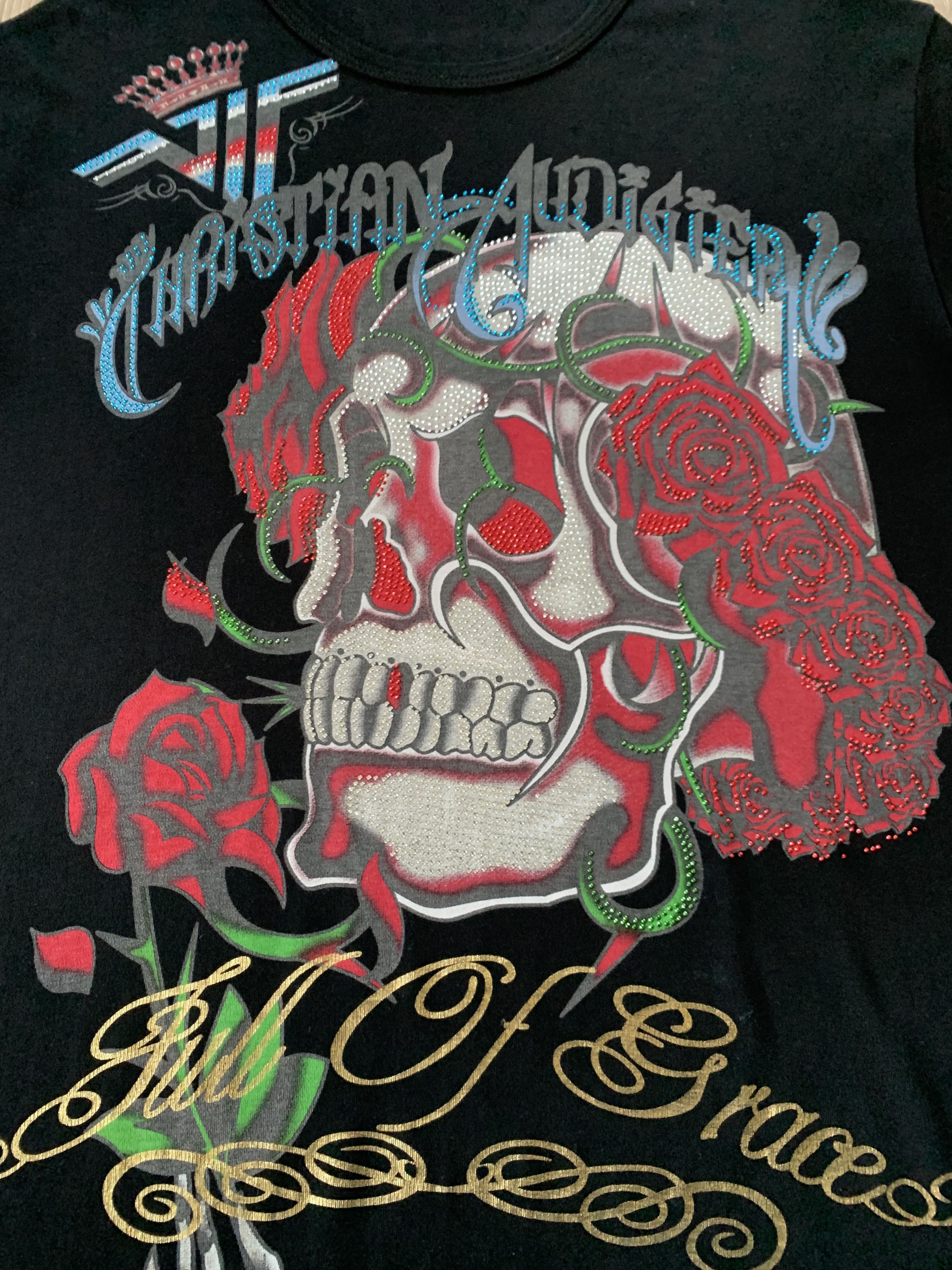 Christian Audigier × Ed Hardy × Vintage Ed Hardy Christian Audigier Black Printed T Shirt Size US XL / EU 56 / 4 - 6 Thumbnail