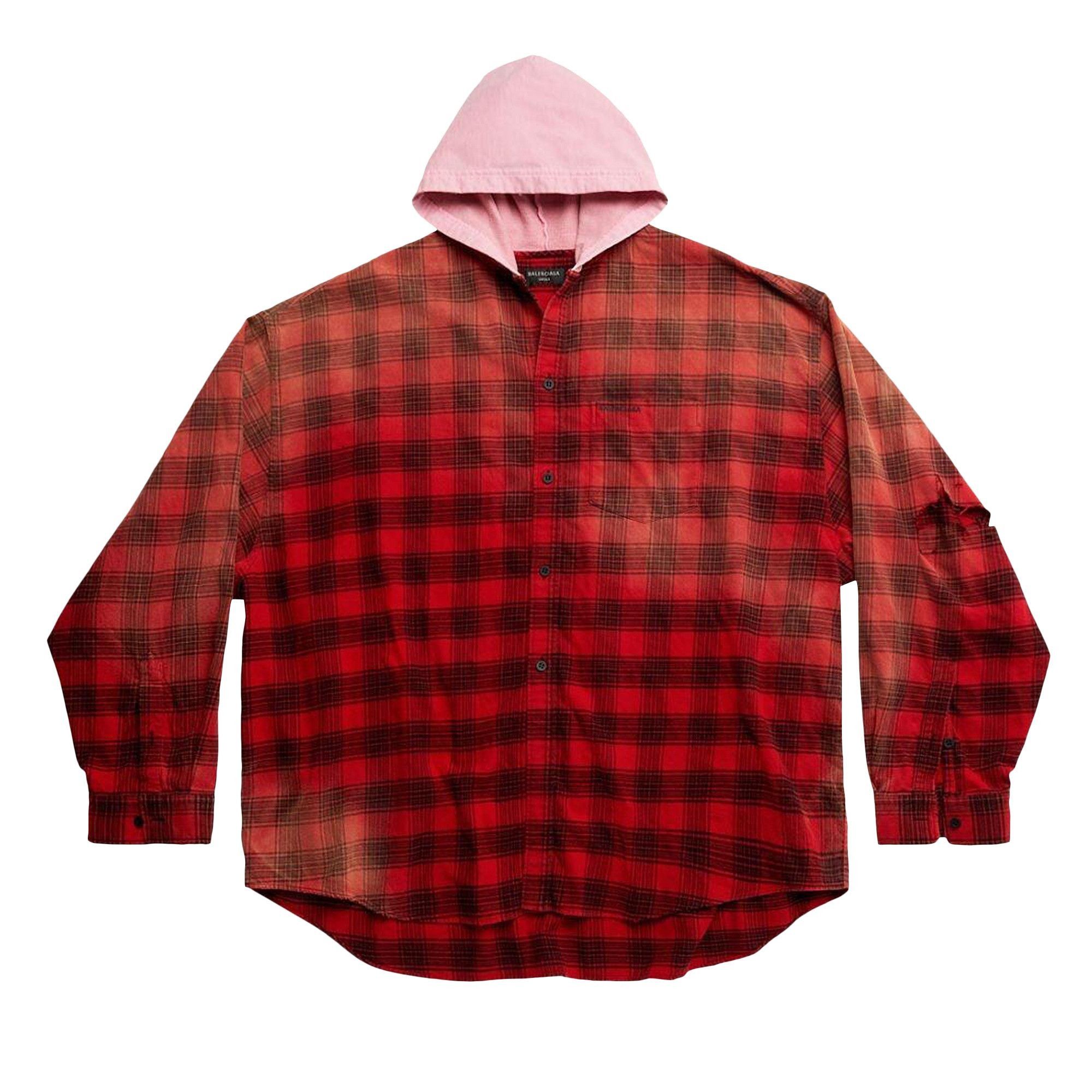Hooded Checked Shirt 'Intense Red/Black'
