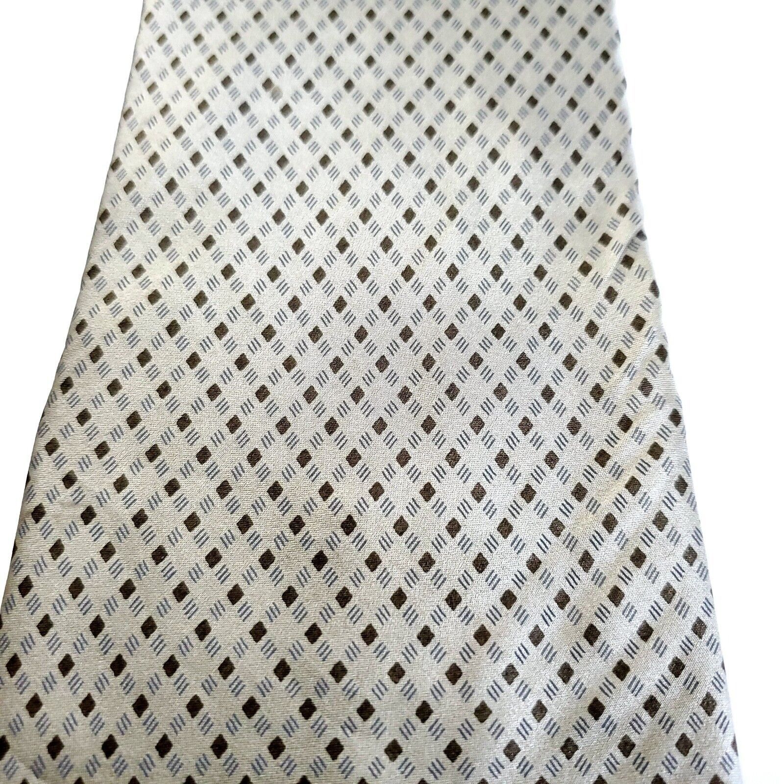DKNY DKNY Brown Geometric Print Wide Silk Tie Size ONE SIZE - 2 Thumbnail