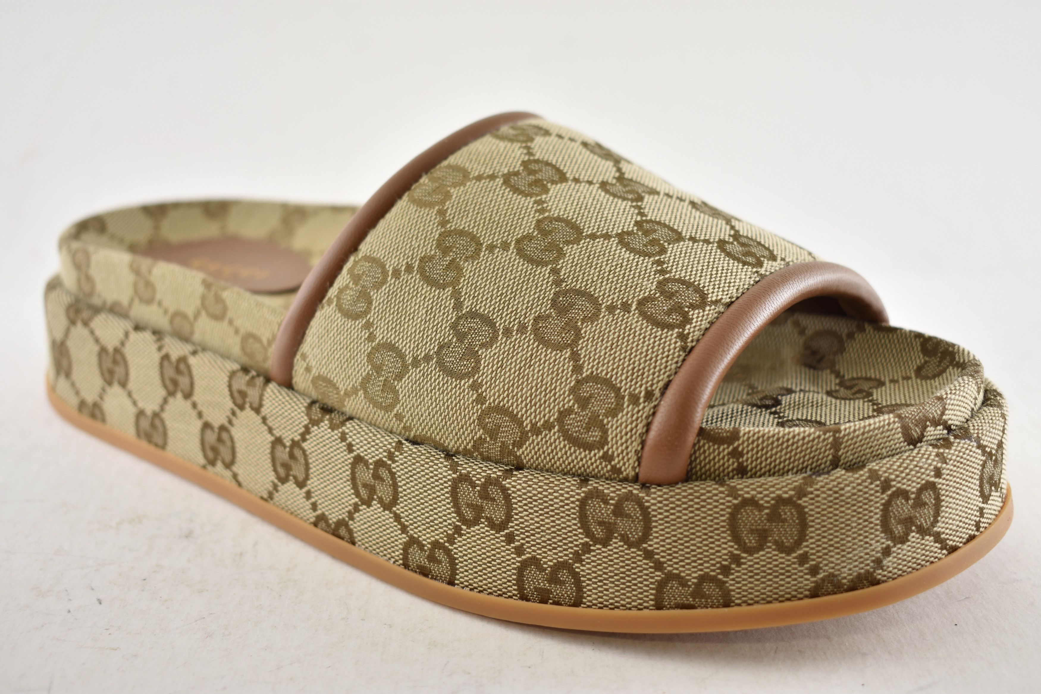 Gucci Gucci Brown GG Monogram Logo Flat Slide Platform Sandal 40.5 Size US 10.5 / IT 40.5 - 6 Thumbnail
