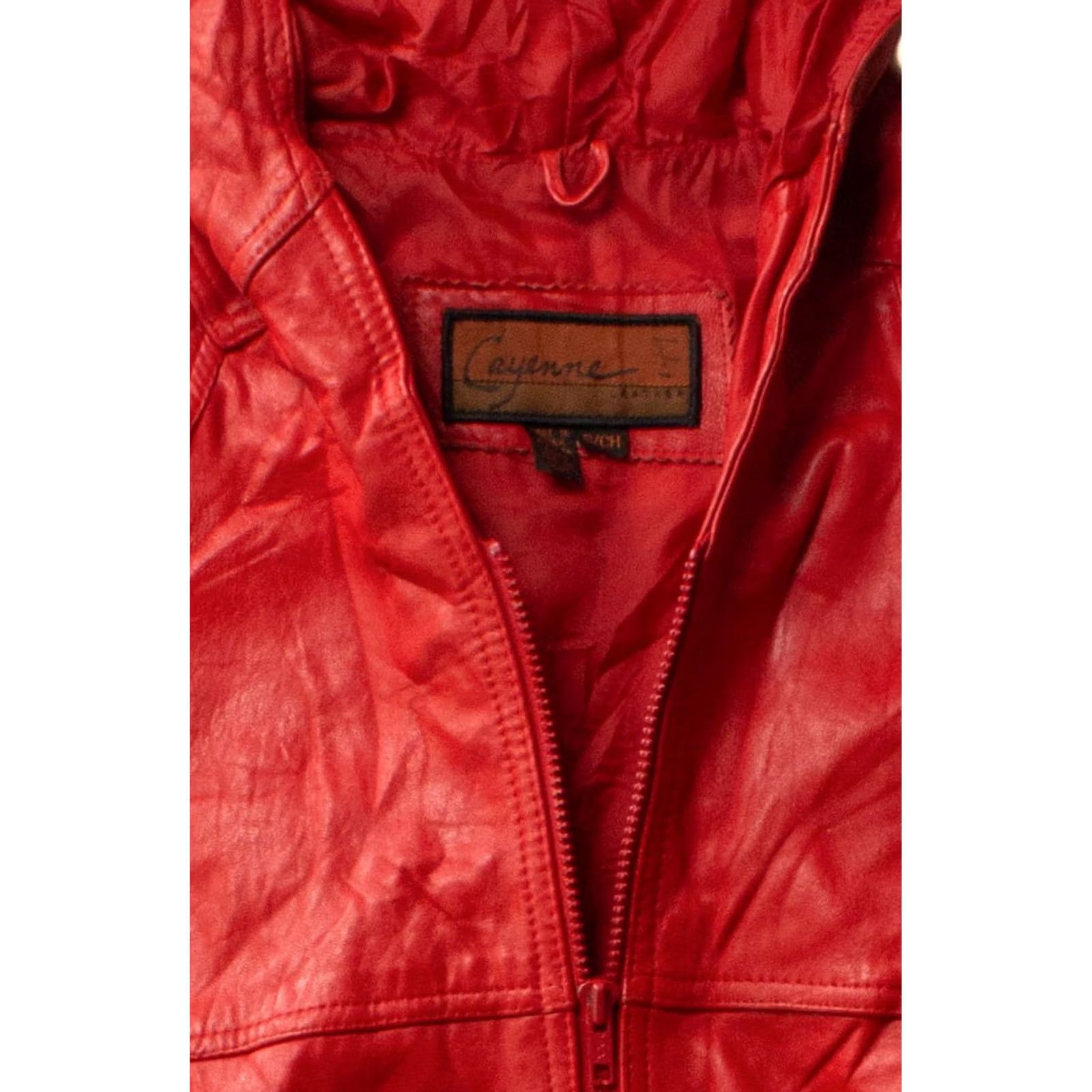 Vintage VINTAGE Cayenne Hooded Leather Coat Hooded 1990s Red Small Mens Womens Girls Boys? Size US S / EU 44-46 / 1 - 2 Thumbnail