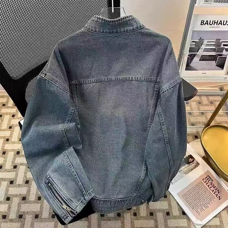 Vintage Vintage Washed Denim Biker Jacket Size US M / EU 48-50 / 2 - 3 Thumbnail