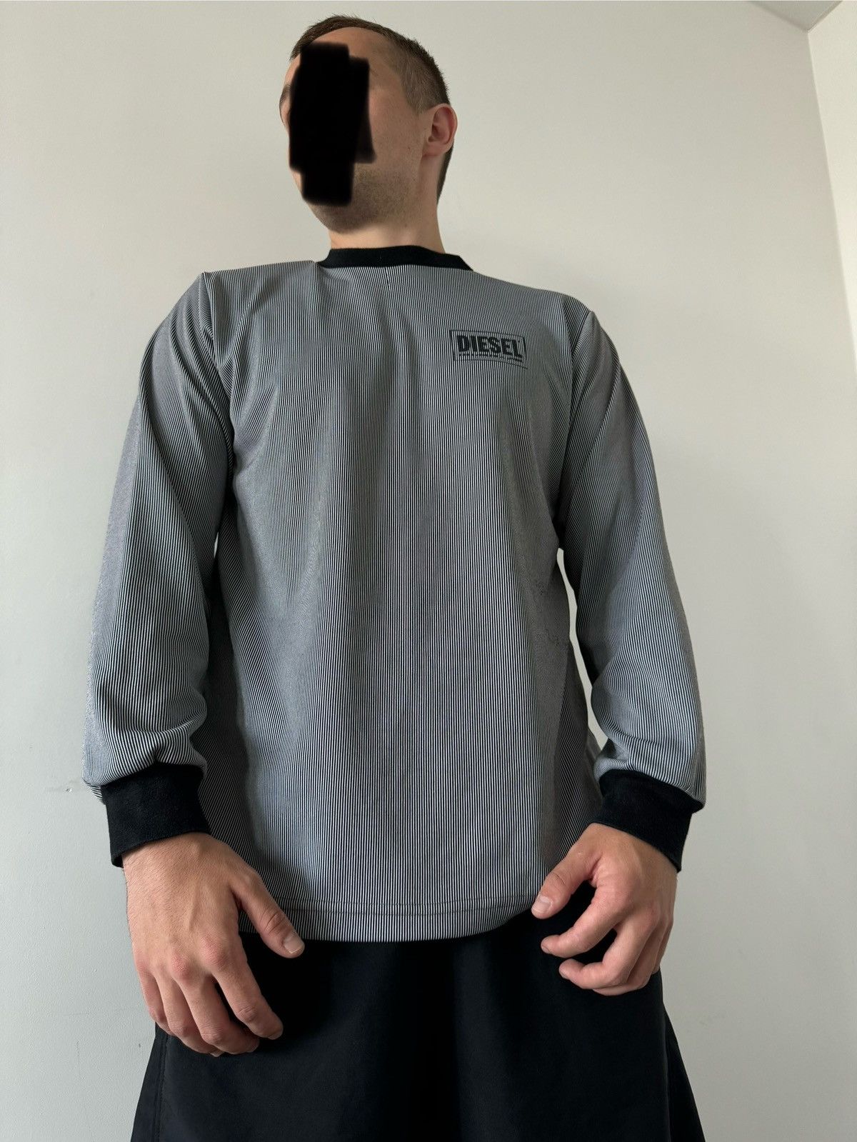 Designer 💌 VINTAGE Y2K 00’s DIESEL DISTRESSED SWEATSHIRT STRIPED Size US L / EU 52-54 / 3 - 5 Thumbnail