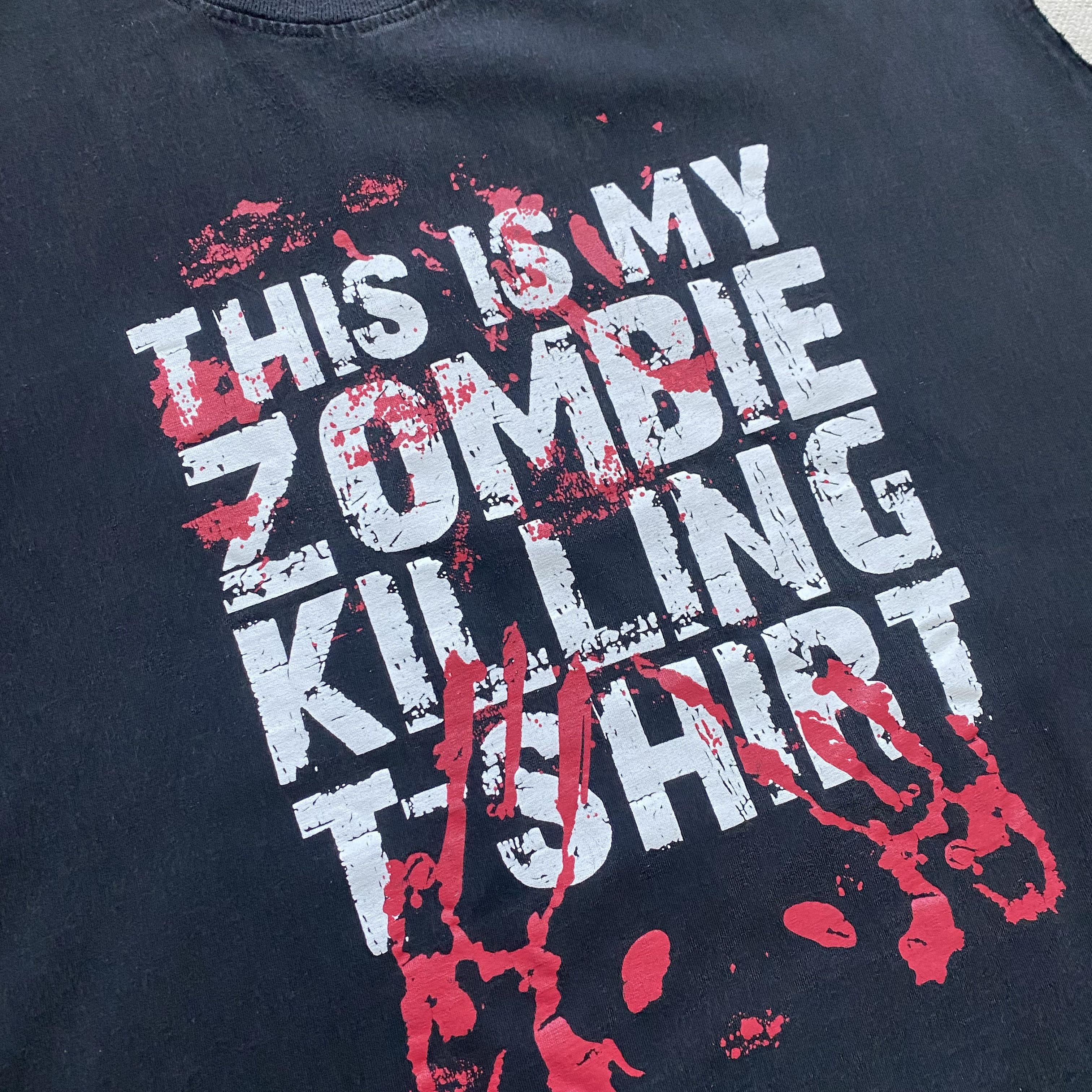 Expert Horror 🧟‍♂️Vintage 90s Humor tee Kill zombie Faded sleeveless Size US XL / EU 56 / 4 - 5 Thumbnail