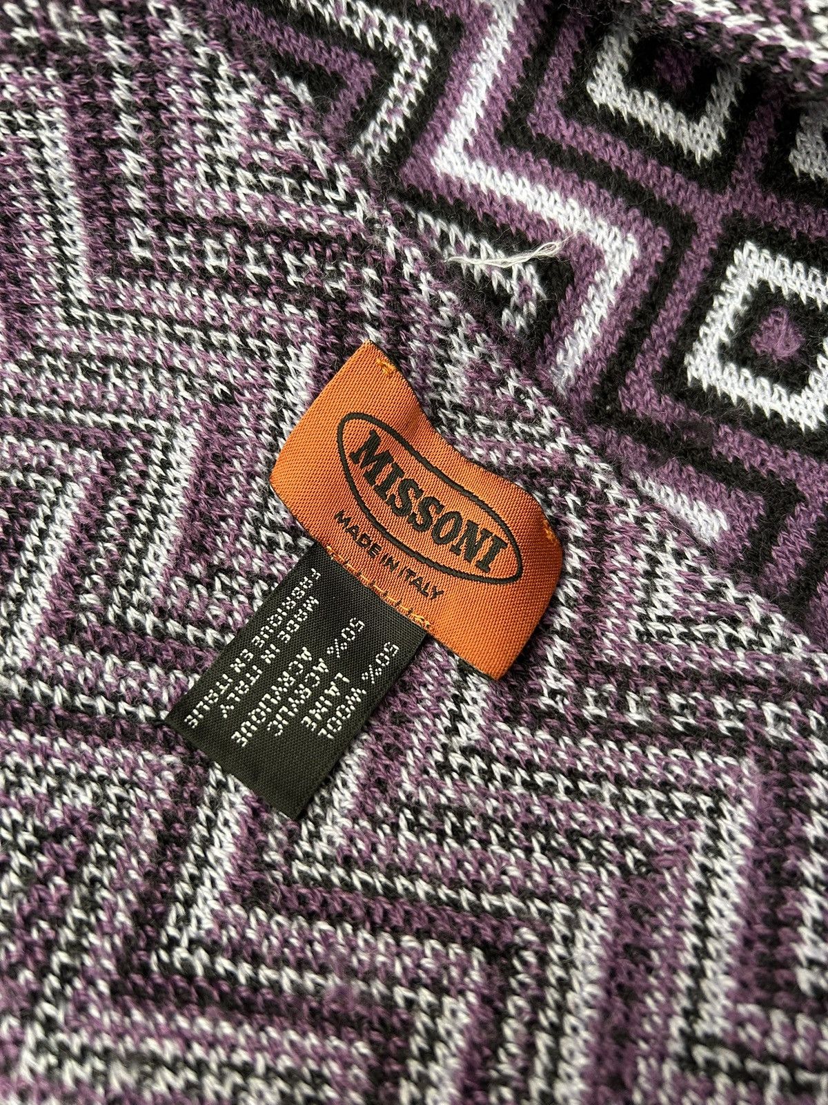 Missoni Vintage Missoni Wool Blend Purple ZigZag Scarf Size ONE SIZE - 4 Thumbnail