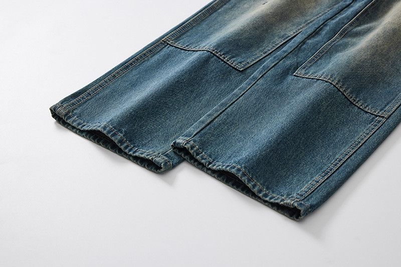 Vintage American retro washed patchwork distressed jeans for men Size US 32 / EU 48 - 5 Thumbnail