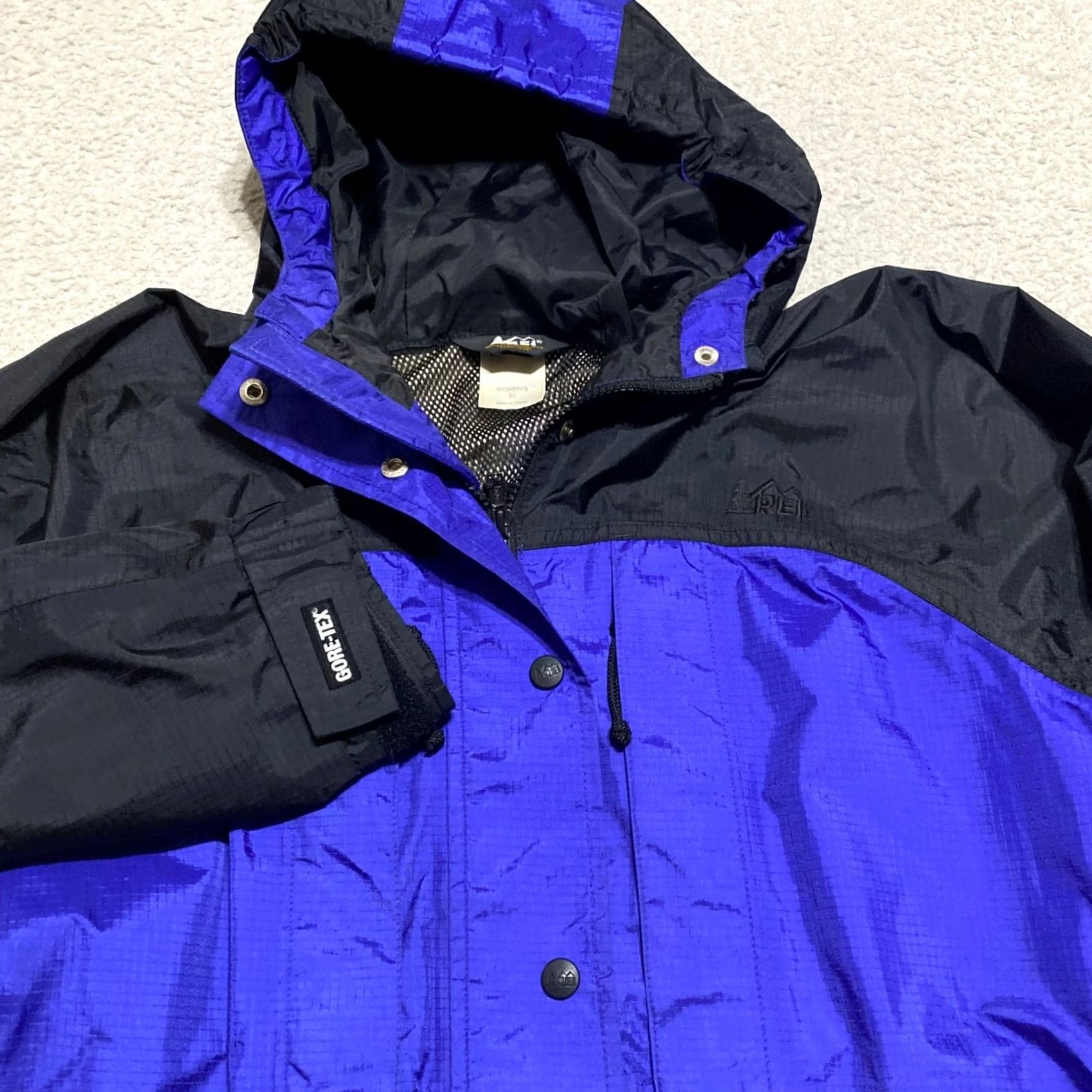 Vintage REI Jacket Women Medium Blue Goretex Hooded Full Zip Vented Outdoor Athletic Parka Size M / US 6-8 / IT 42-44 - 4 Thumbnail