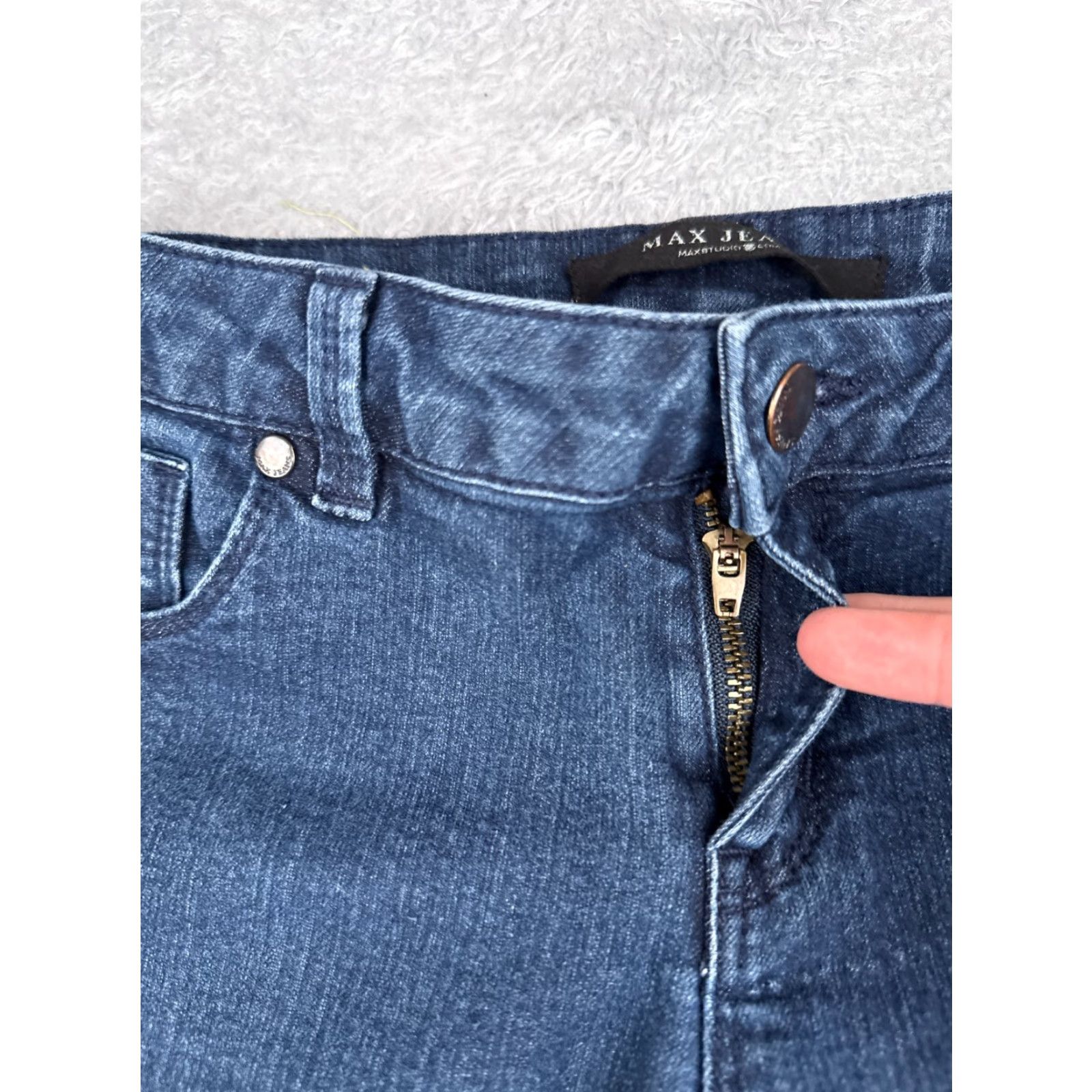 Vintage Max Jeans Women's Jeans Capri 28x21 Blue Denim Cotton Blend Zip Button Low Rise 4 Vintage No Size 27" / US 4 / IT 40 - 5 Thumbnail