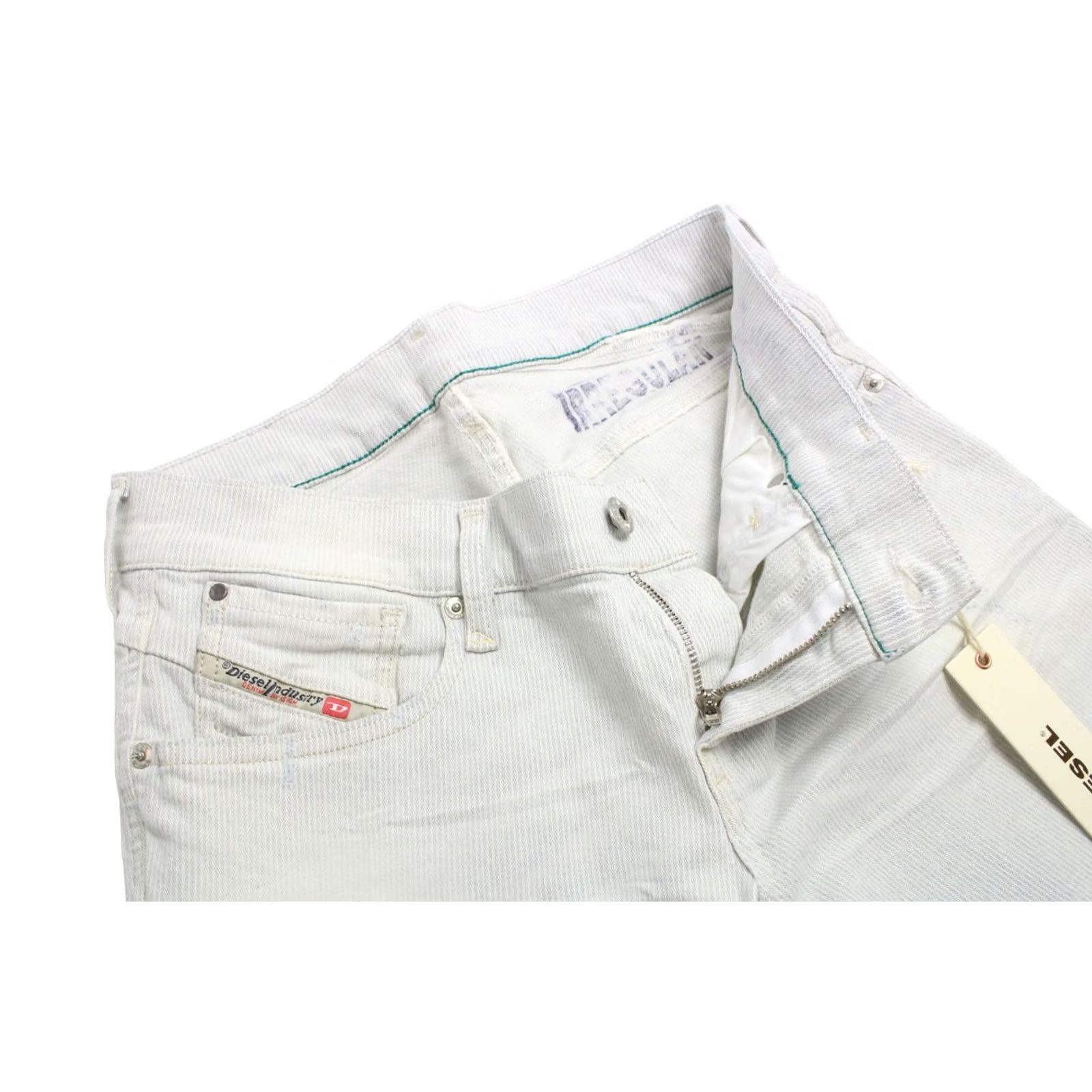 Diesel DIESEL Getlegg 0809S Jeans Women's W29/L32 Slim Fit Pinstriped Distressed Zip Jeans Size 29" - 4 Thumbnail