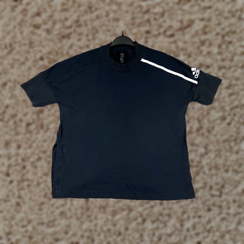 Adidas Adidas Shirt Mens Large Black Short Sleeve Open Sides Cuffed Sleeves Cotton Size US L / EU 52-54 / 3 - 1 Thumbnail
