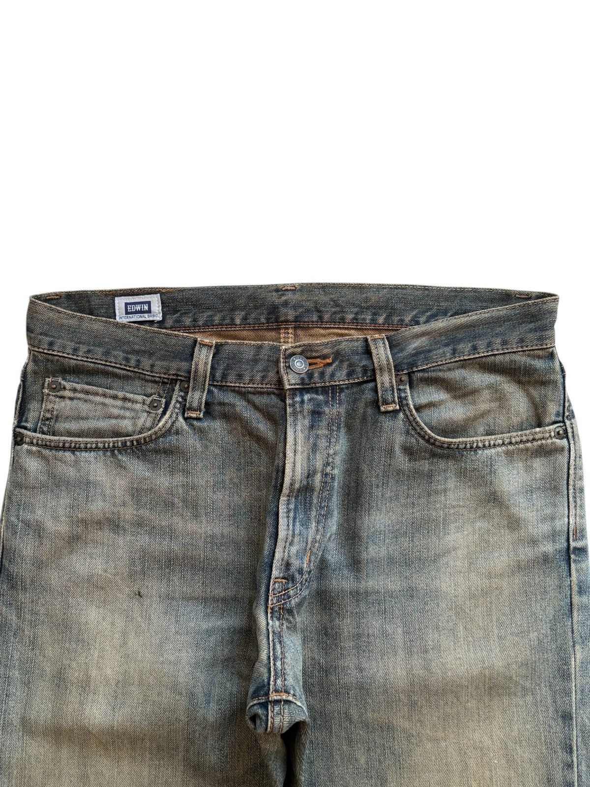 Edwin × Japanese Brand Vintage Edwin 403 Rusty Mud Wash Distressed Rip Loose Jean Size US 34 / EU 50 - 4 Thumbnail