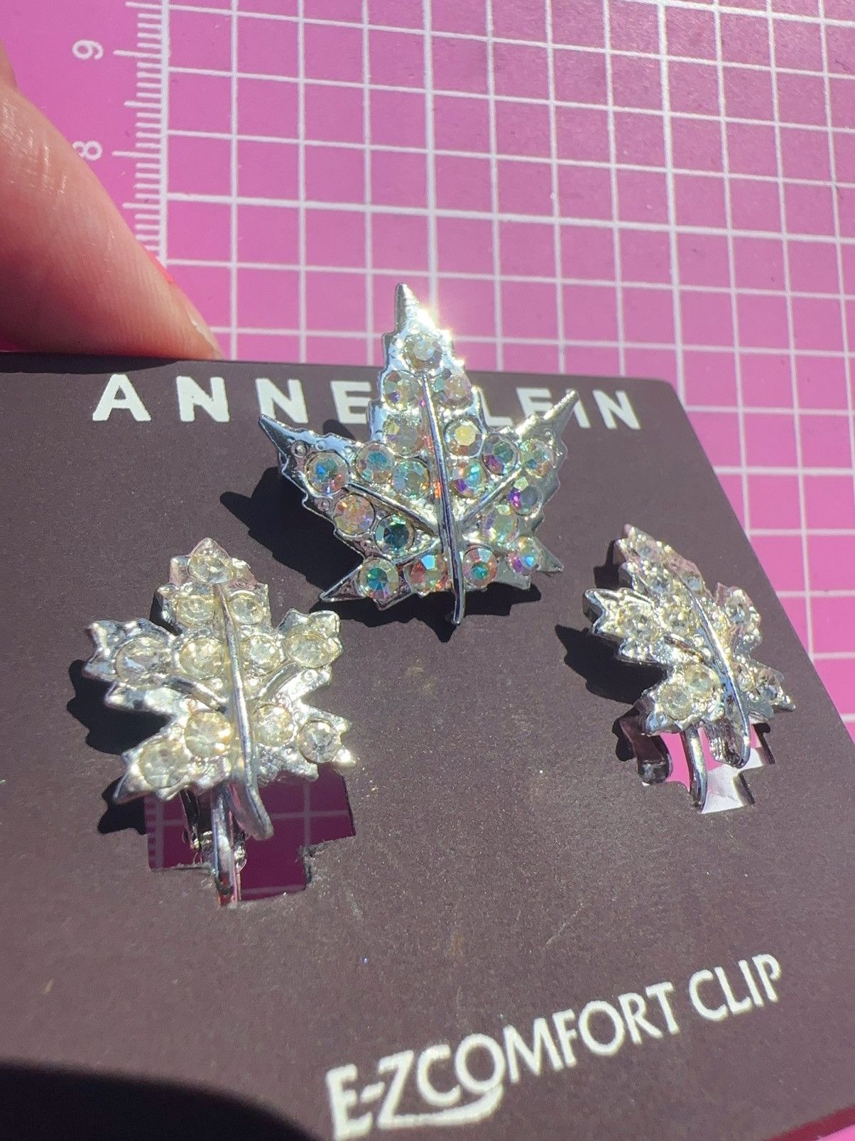 Anne Klein Anne Klein clip on earrings + brooch set silver tone diamond Size ONE SIZE - 1 Thumbnail