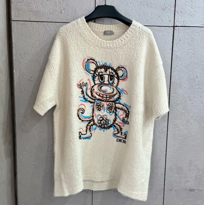 Dior Dior Beige Wool Sweater with Graphic Design 0089 Size US XL / EU 56 / 4 - 1 Thumbnail