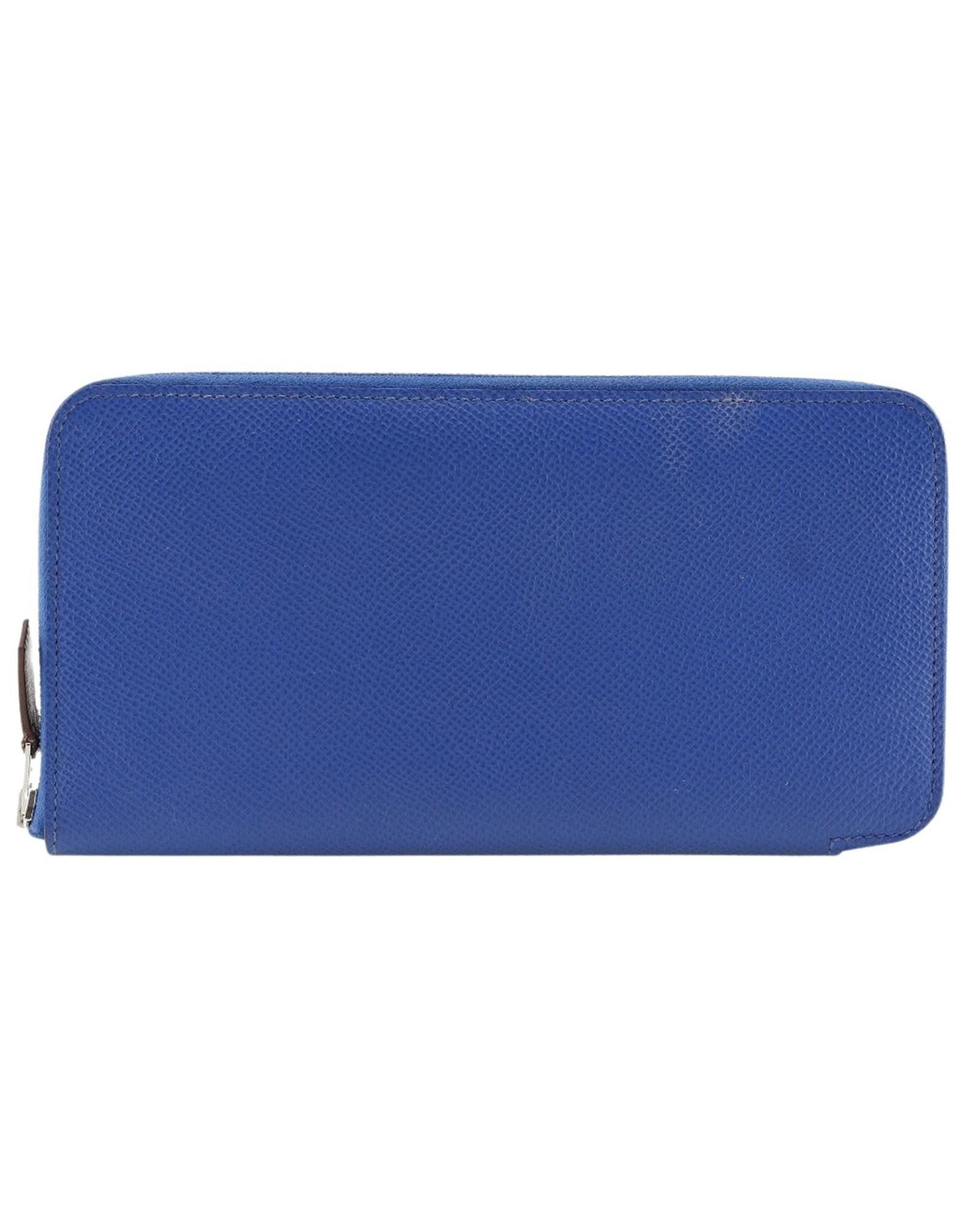 image of Hermes Blue Leather Long Wallet With Exquisite Craftsmanship, Women's