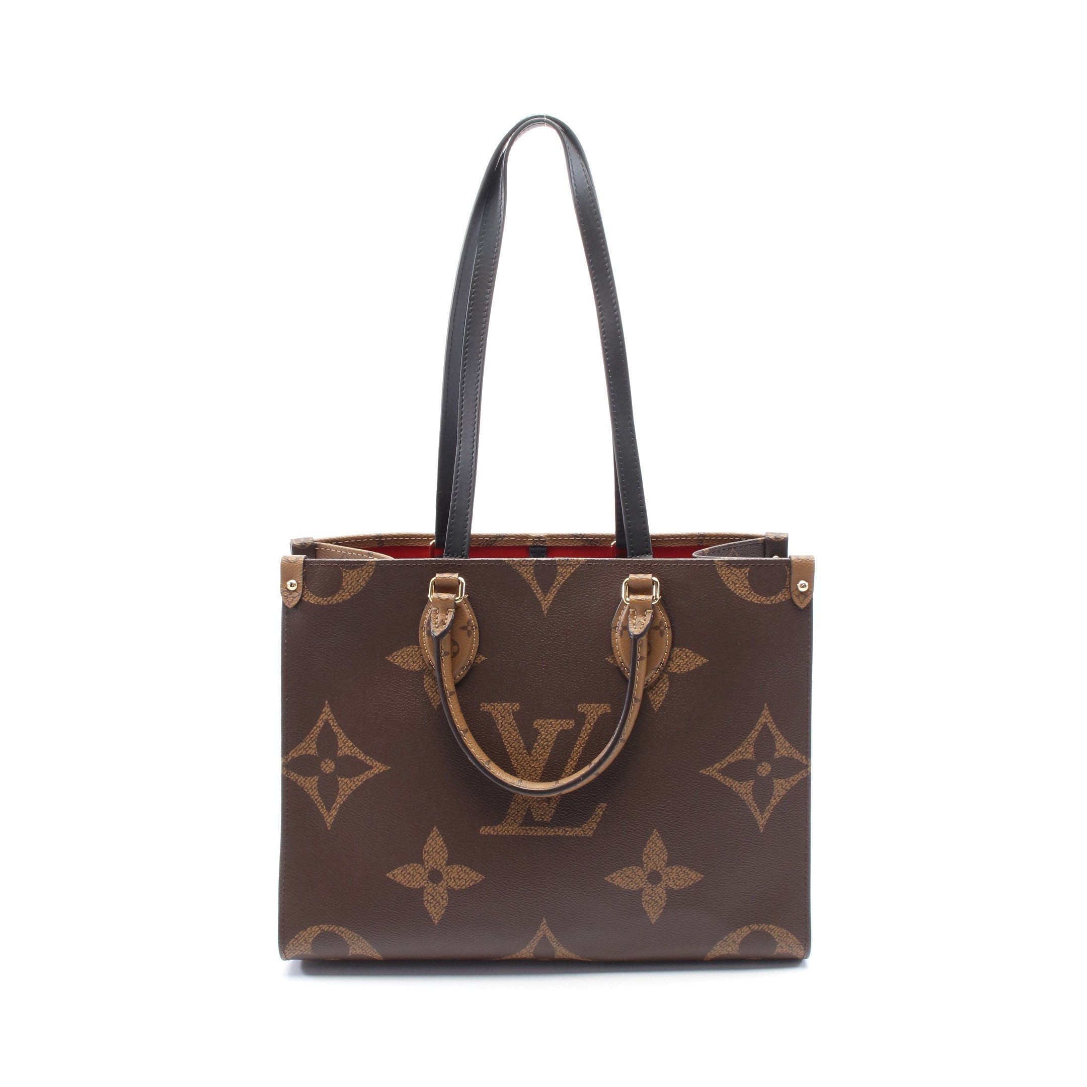 Louis Vuitton On-The-Go Mm Monogram Giant Reverse Shoulder Bag Tote Leather Brown Beige, Women's