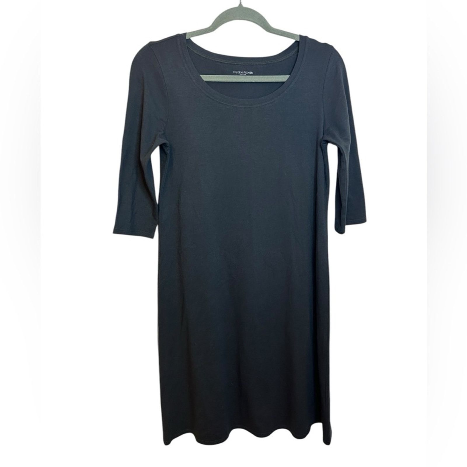 Eileen Fisher Eileen Fisher Charcoal Gray Cotton 3/4 Sleeve T-Shirt Dress Size S / US 4 / IT 40 - 1 Thumbnail