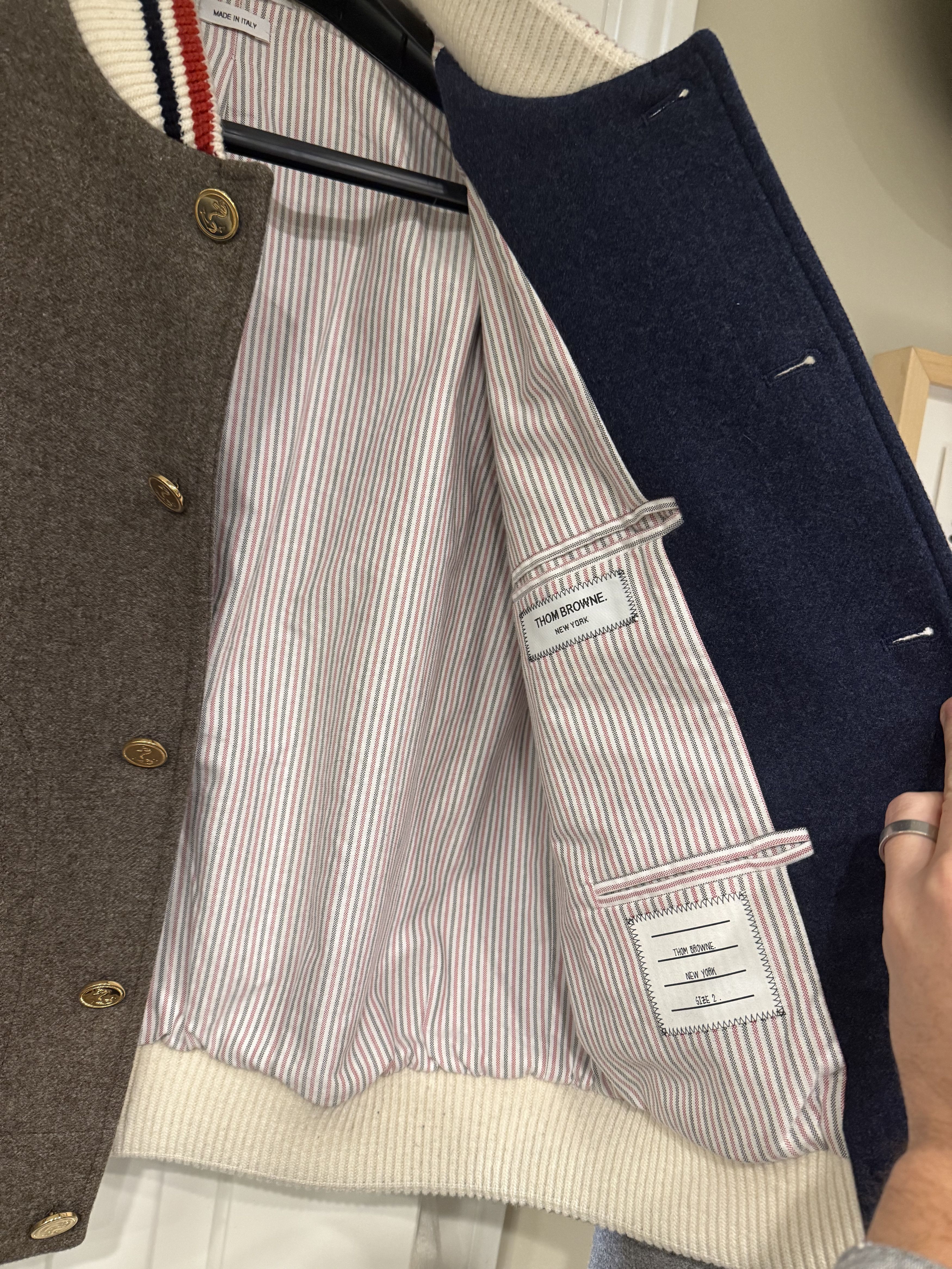 Thom Browne Thom Browne - Fun Mix Wool Varsity Jacket Size US M / EU 48-50 / 2 - 4 Thumbnail