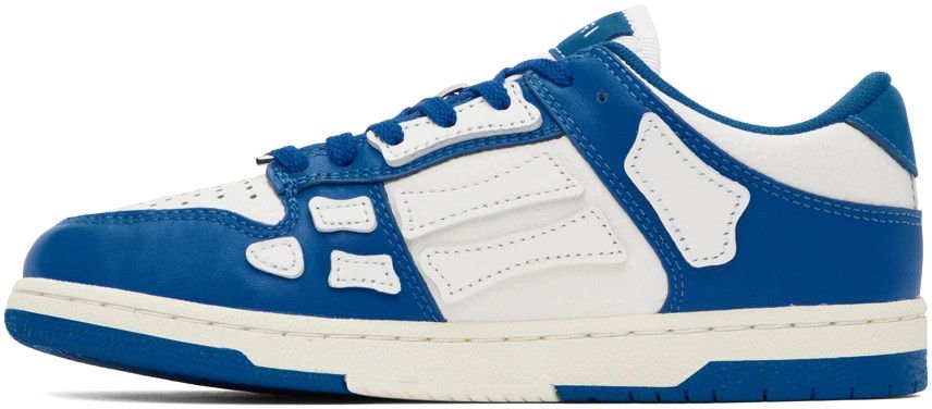 Amiri oc11z0325 KIDS Skelton Low-Top Sneakers in White/Blue Size US 5 / EU 37 - 3 Thumbnail