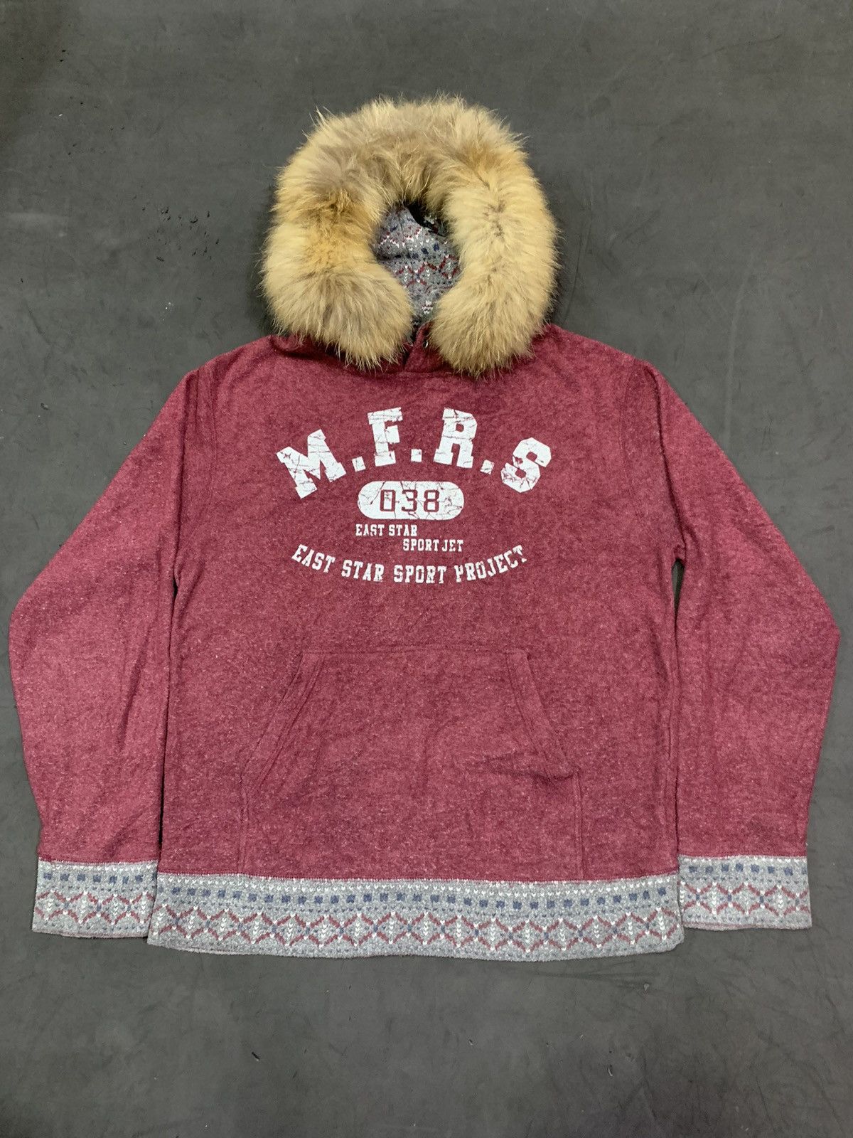 image of If Six Was Nine x In The Attic Beaumont Carr Velvet Fur Hoodie in Red, Men's (Size Large)