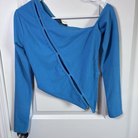 PrettyLittleThing Pretty Little Thing Blue One Shoulder Long Sleeve Top S 4 Size S / US 4 / IT 40 - 4 Thumbnail