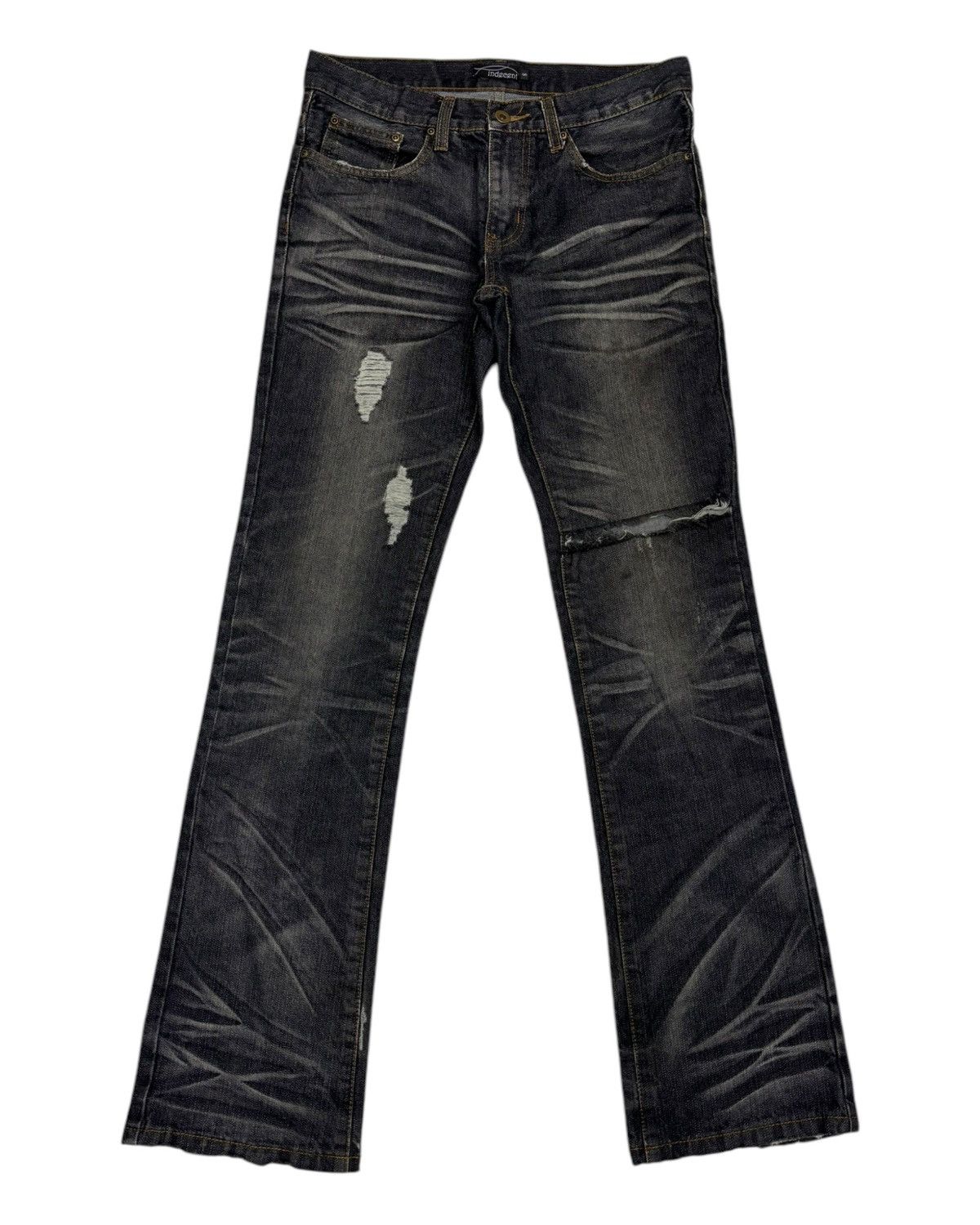 Hysteric Glamour × Japanese Brand 🔥INDECENT FLARE SLIM JEAN WHISKER CLAWMARK DISTRESS DENIM Size US 30 / EU 46 - 7 Thumbnail