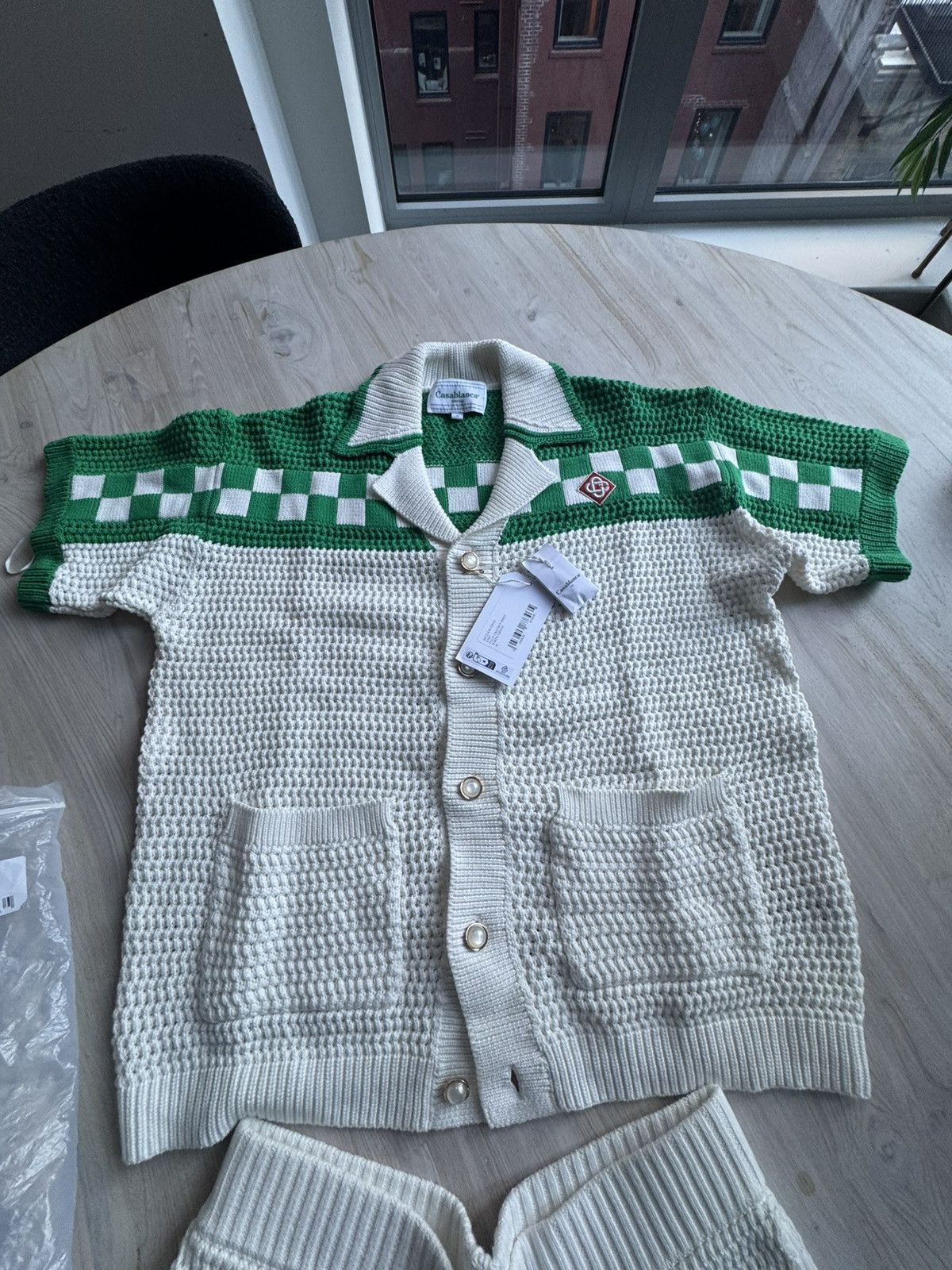 Casablanca Camp-Collar Logo-Appliquéd Shirt Faux Crochet Shirt Size US M / EU 48-50 / 2 - 2 Thumbnail