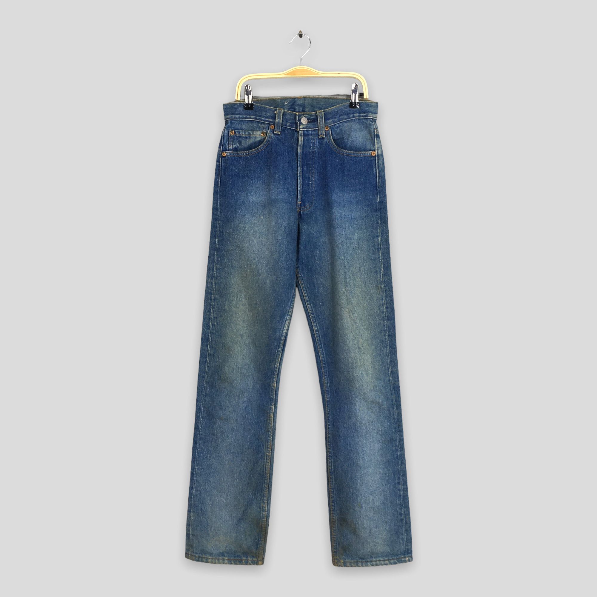 image of Size 28X31 Vintage 90's Levi's 501 Buttonfly Faded Blue Jeans, Women's