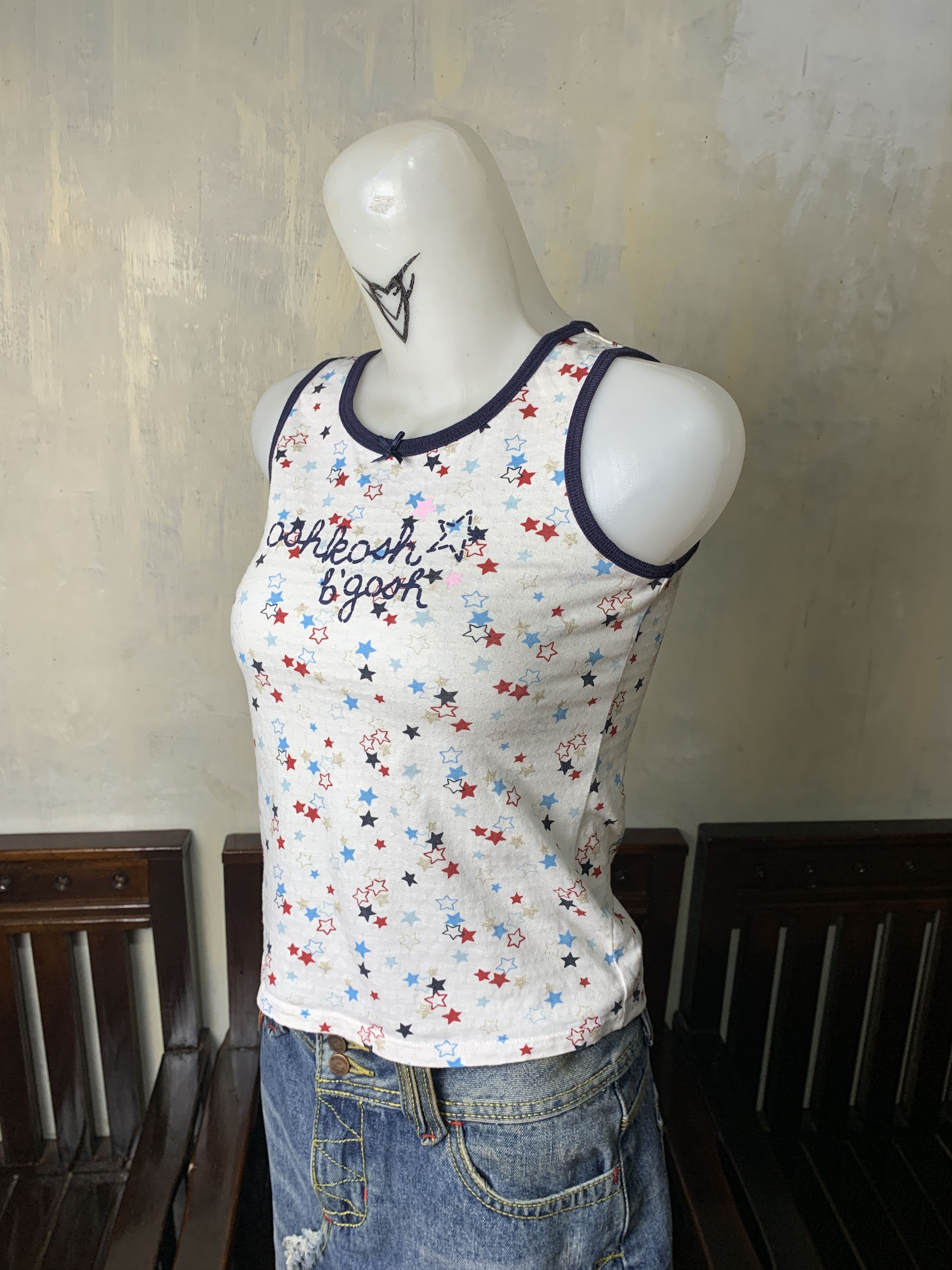 Oshkosh OshKosh B'gosh White Stars Ringer Baby Tee (XS) Size XS / US 0-2 / IT 36-38 - 2 Thumbnail