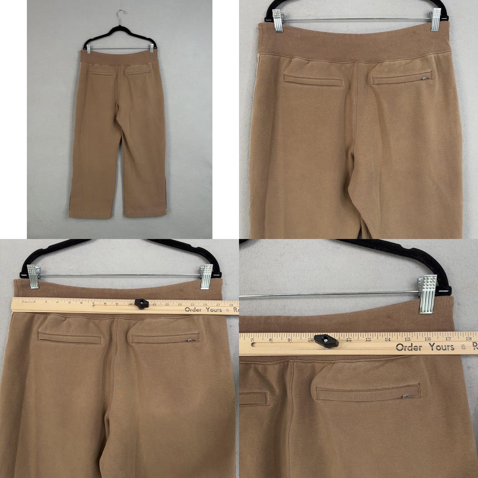Athleta Athleta Pants Womens Large Brown Fleece Wide Leg Snap Ankle Zip Pockets Cozy Size 36" / US 14 / IT 50 - 8 Thumbnail