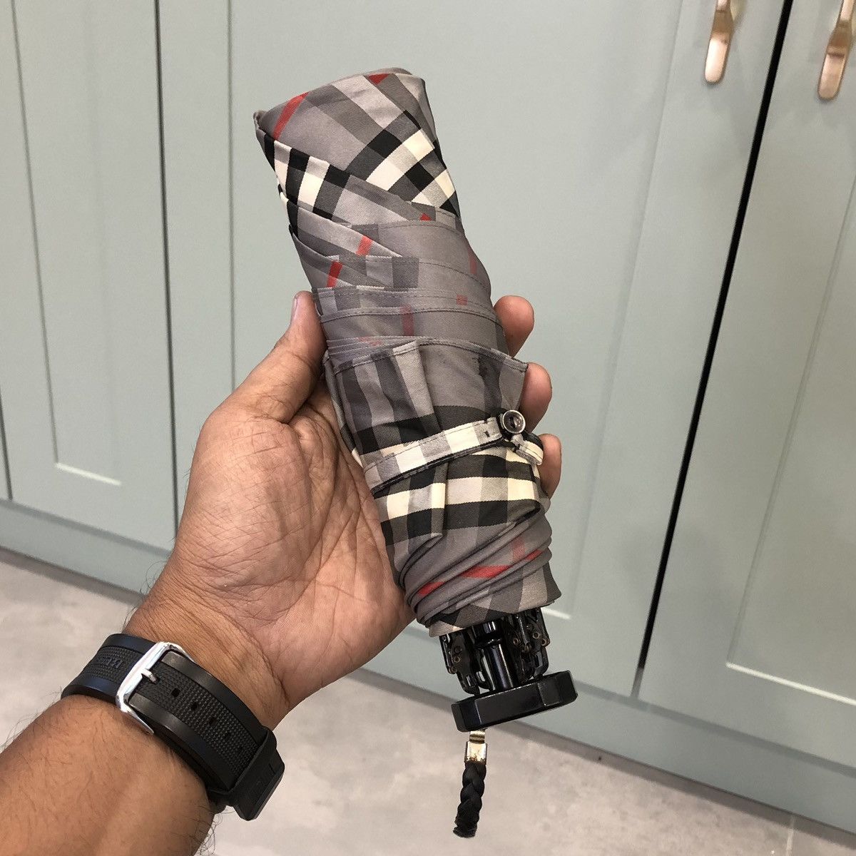 Burberry Burberry's Checked Novacheck Waterproof Folding Umbrella Size ONE SIZE - 10 Thumbnail