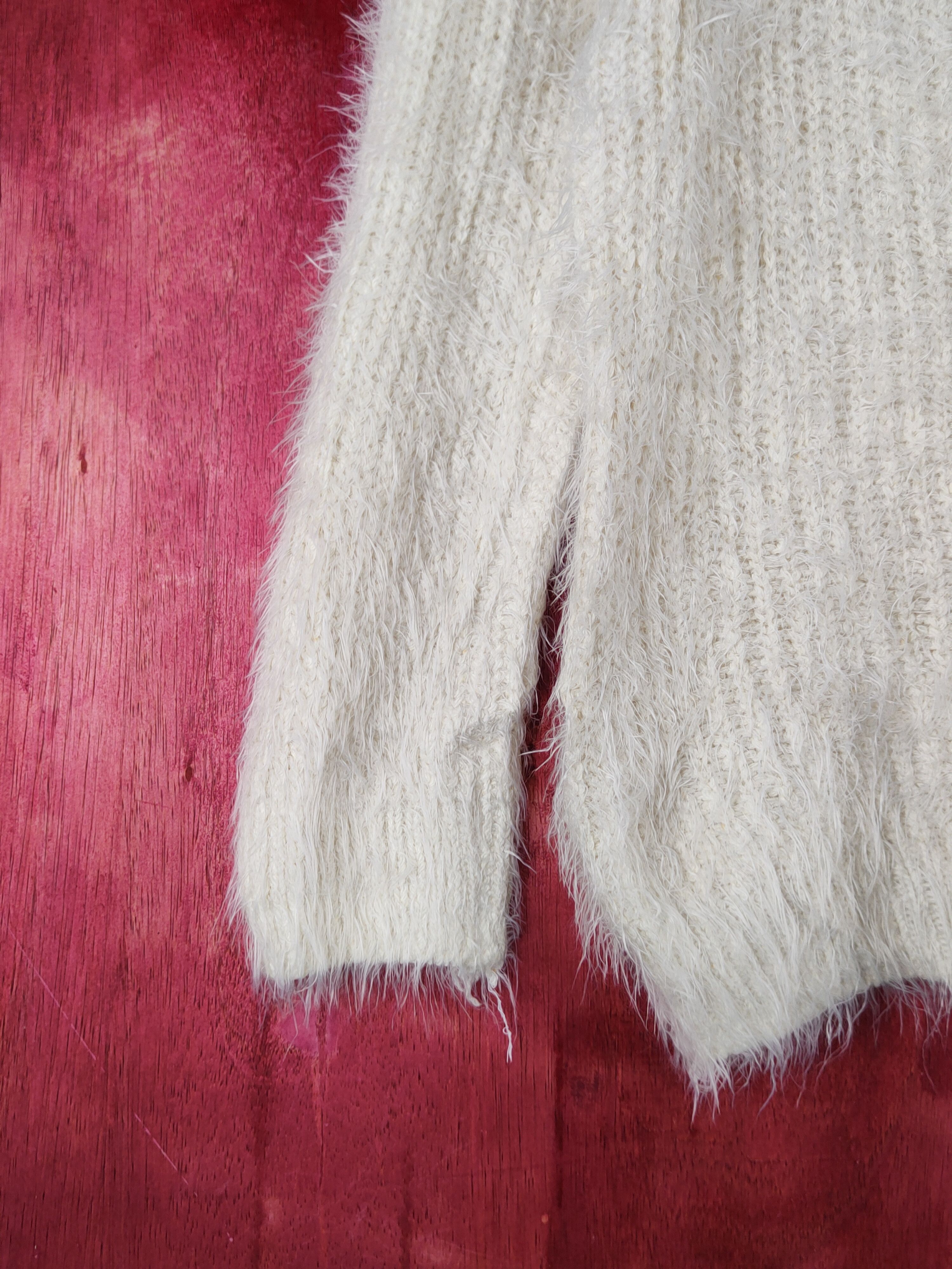 Homespun Knitwear Shake Shake Ivory Shag Shaggy Fur Mohair Knitwear #S1927 Size S / US 4 / IT 40 - 4 Thumbnail