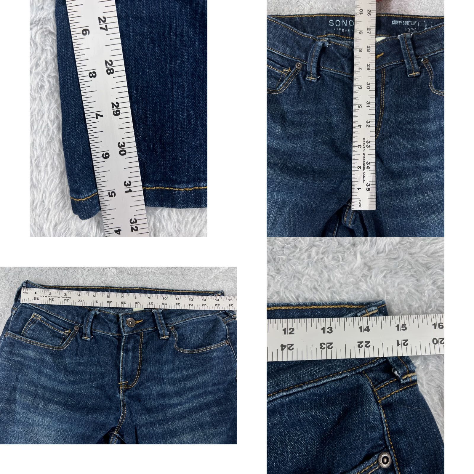 Vintage Sonoma Jeans Womens 4 Blue Denim Bootcut Low Rise Cotton Blend 28x32 Size 27" / US 4 / IT 40 - 8 Thumbnail