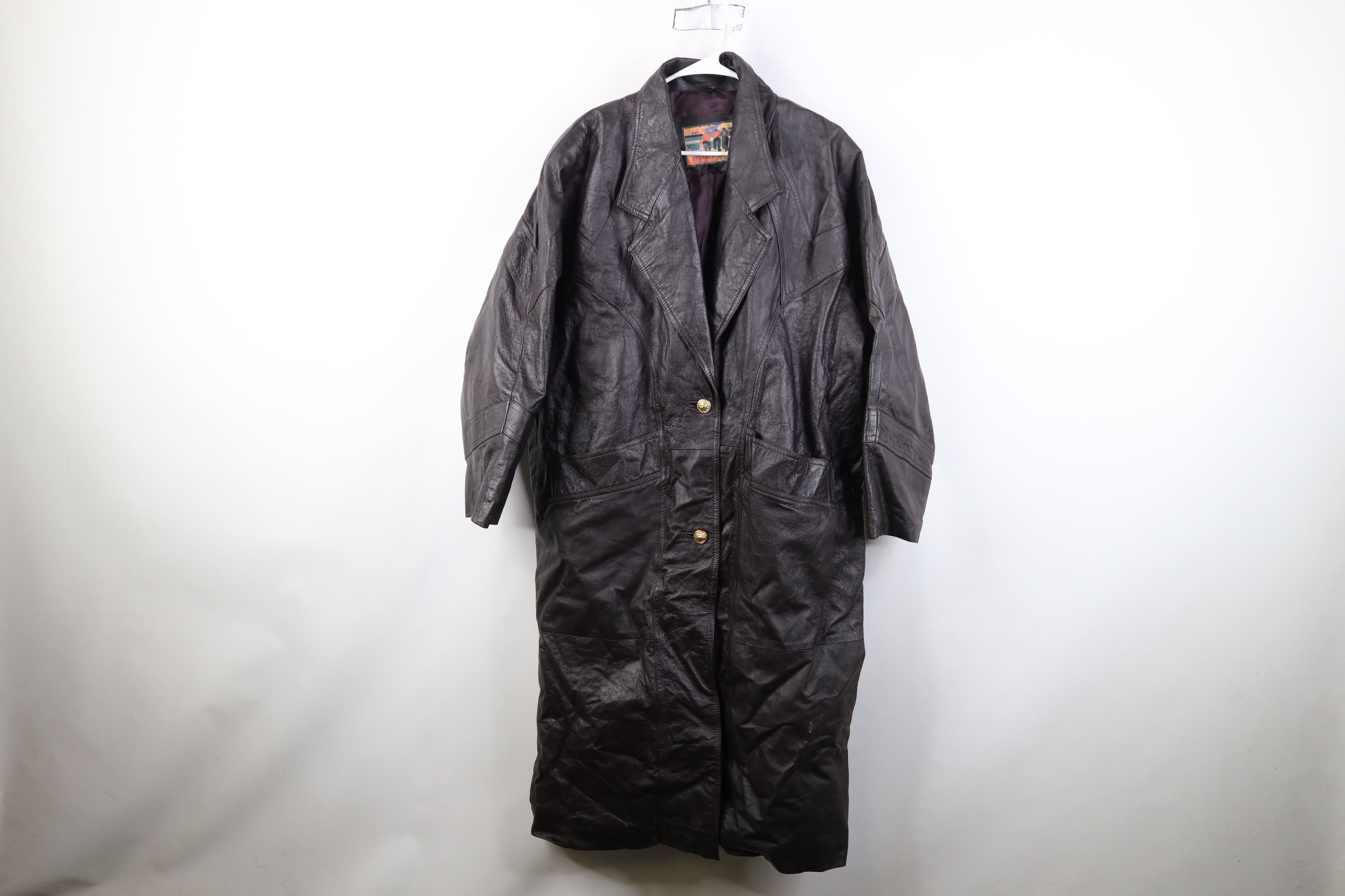 Vintage Vintage 90s Streetwear Leather Trench Coat Jacket Dark Brown Size XXL / US 16-18 / IT 52-54 - 1 Thumbnail