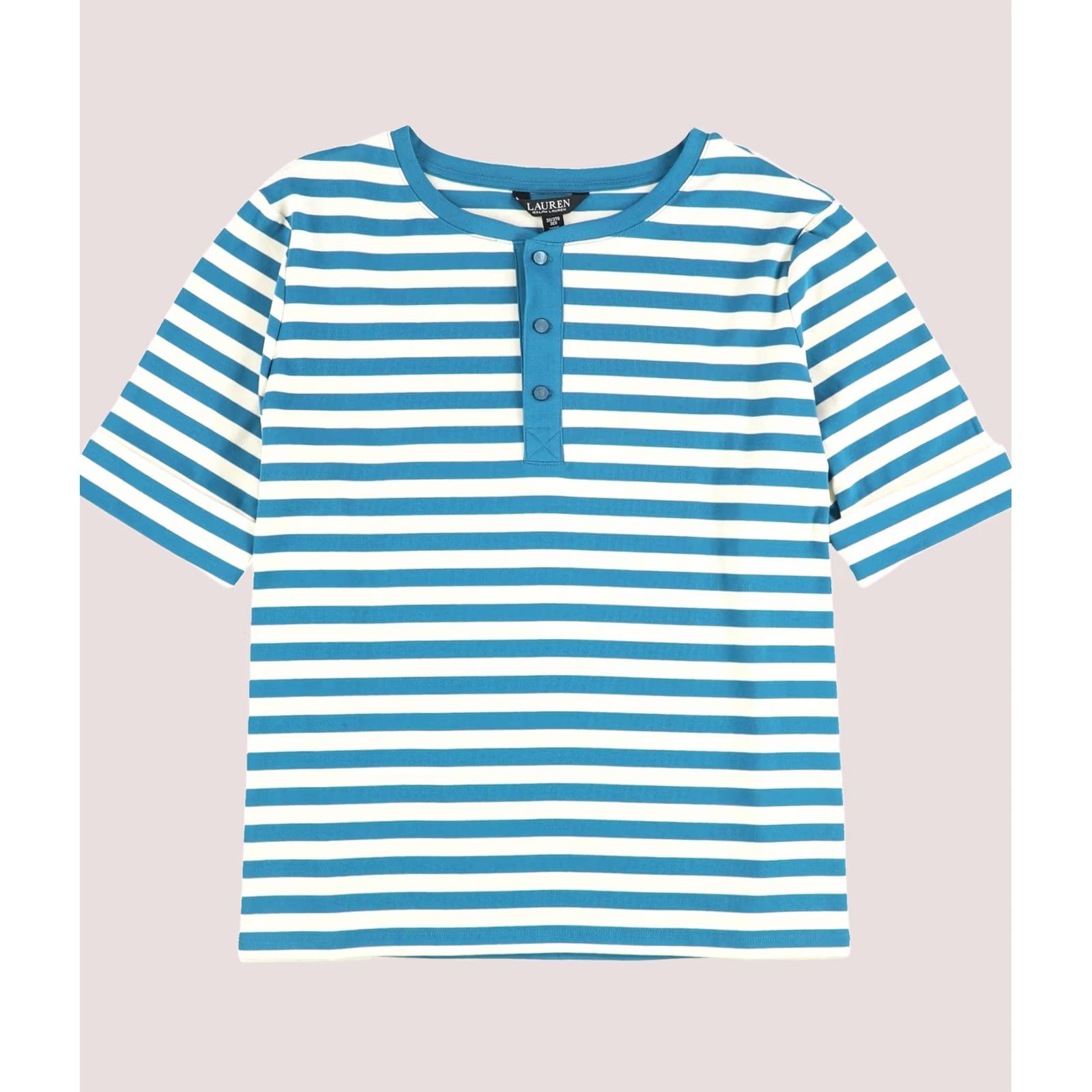 Ralph Lauren Ralph Lauren Womens blue Striped Henley Shirt Plus Size 3X Size XXL / US 16-18 / IT 52-54 - 1 Thumbnail