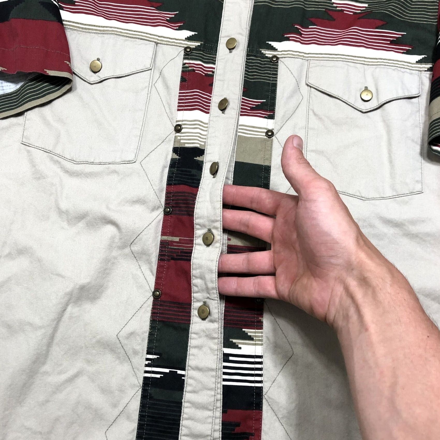 Vintage Ranch and Town Panhandle Slim Western Shirt Womens Large Tan Aztec Pearl Snap Shirt Size L / US 10 / IT 46 - 3 Thumbnail