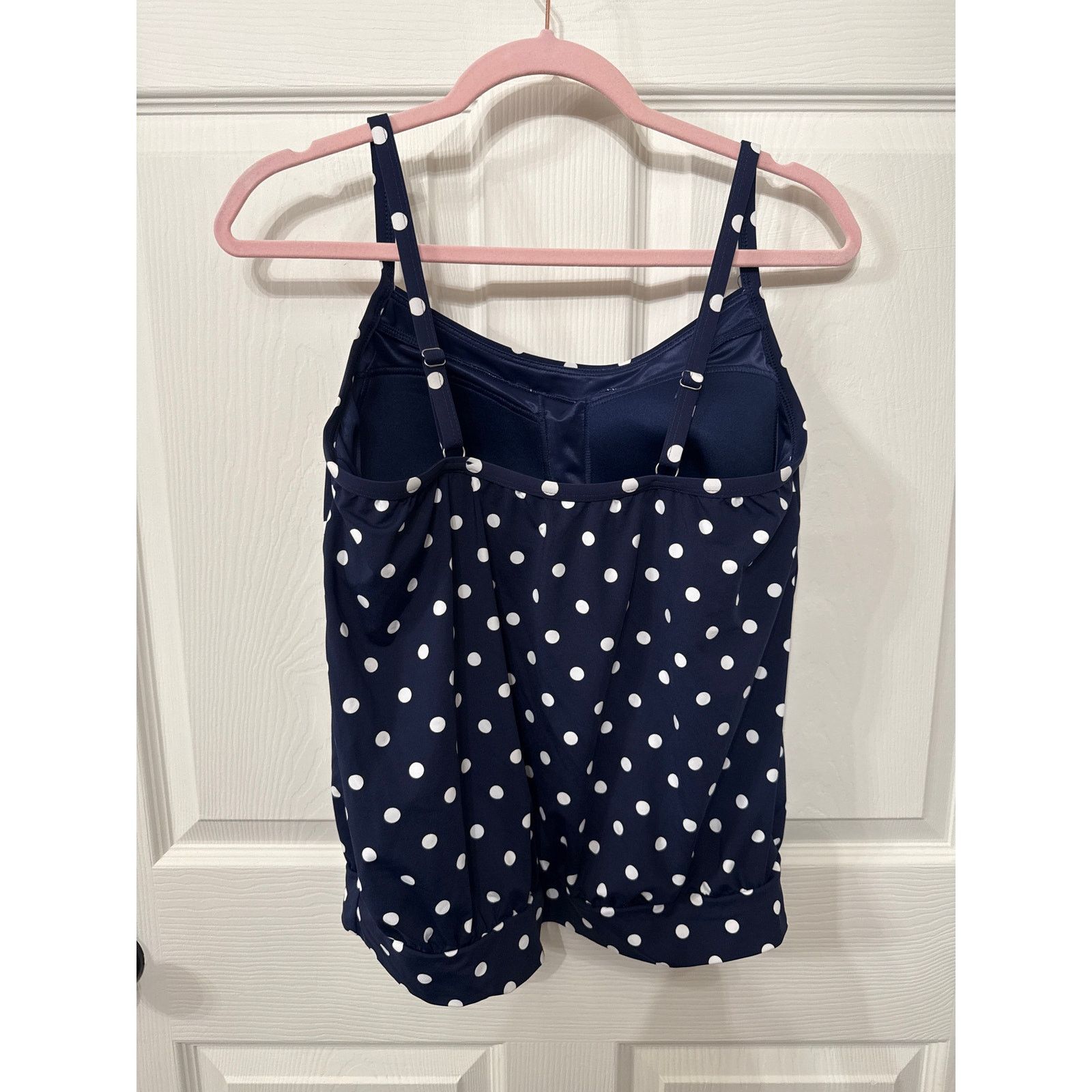 Lands' End NWOT Lands End Blouson Tankini Top Deep Sea Polka Dot,12P Size ONE SIZE - 5 Thumbnail