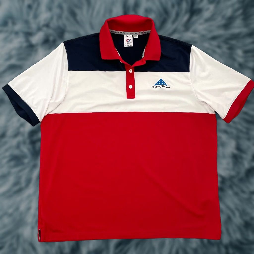 Puma PUMA Golf Polo Shirt Adult XL Red White Blue Colorblock Short Sleeve Logo Activewear Mens Size US XL / EU 56 / 4 - 1 Thumbnail