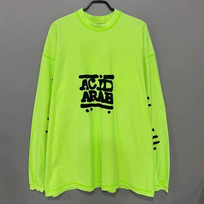 Balenciaga Fluorescent green monogram printed logo long sl